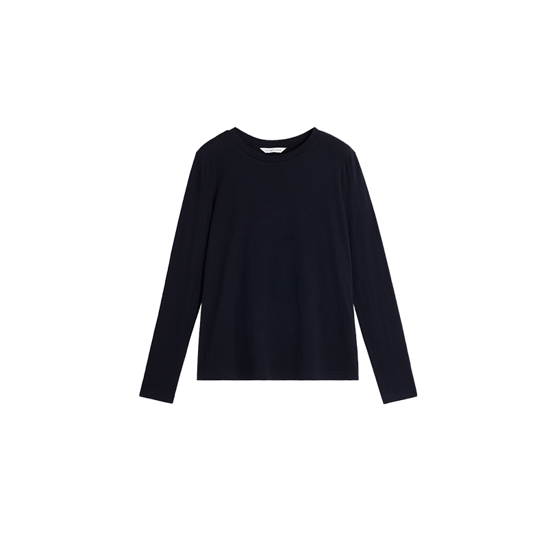 Alright Then Cotton and Silk Round Neck Basic Top