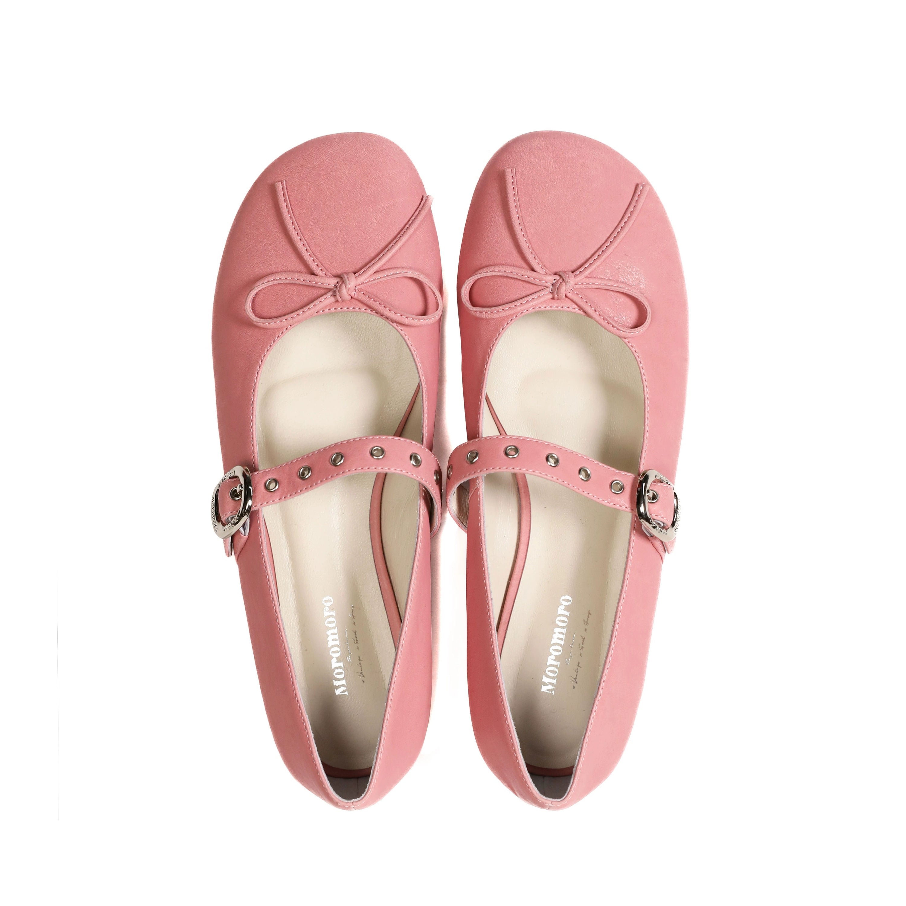 MoroMoro Pink Cowhide Ballet Shoes with Bow