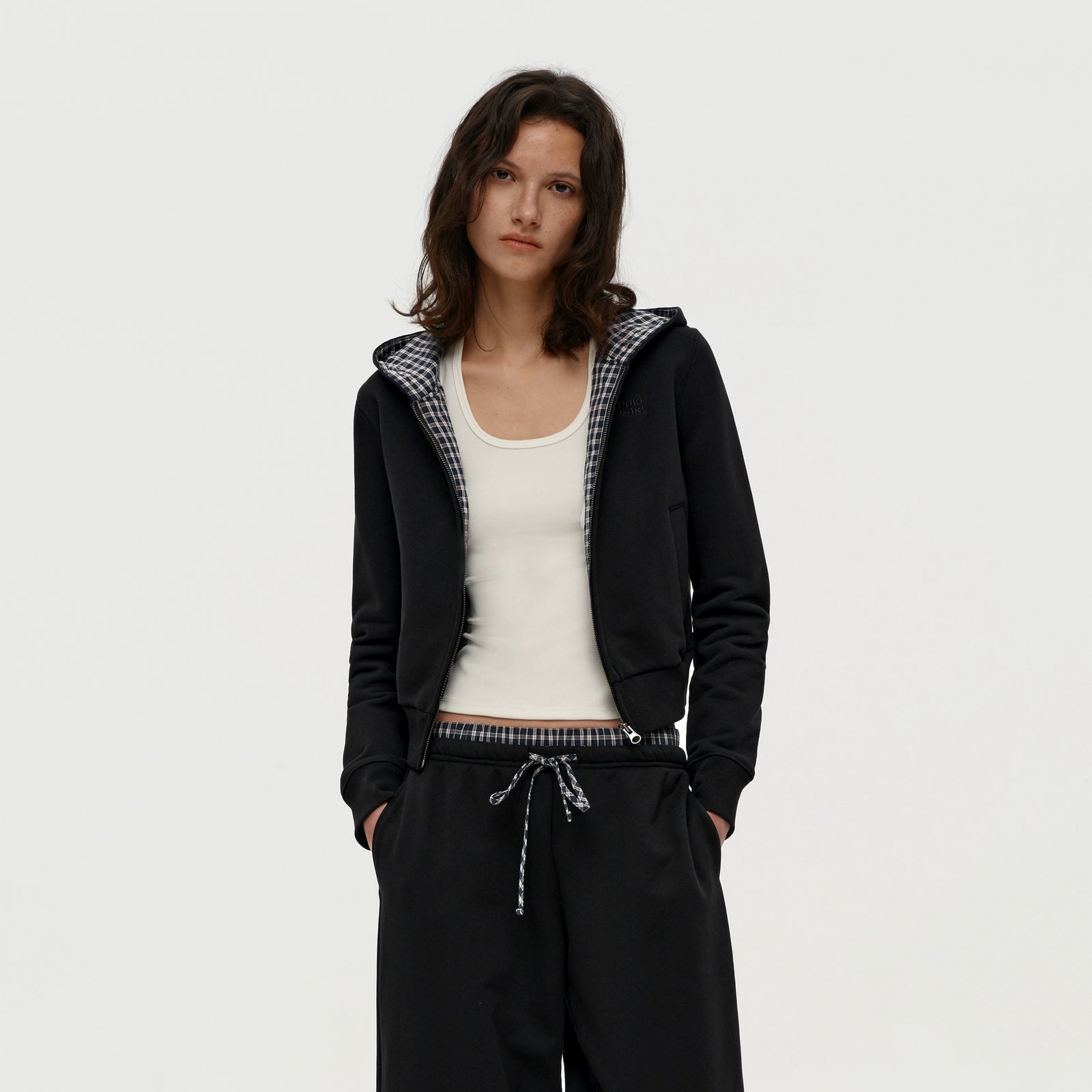 Puki Puki Stylish Checkered Patchwork Sweatpants