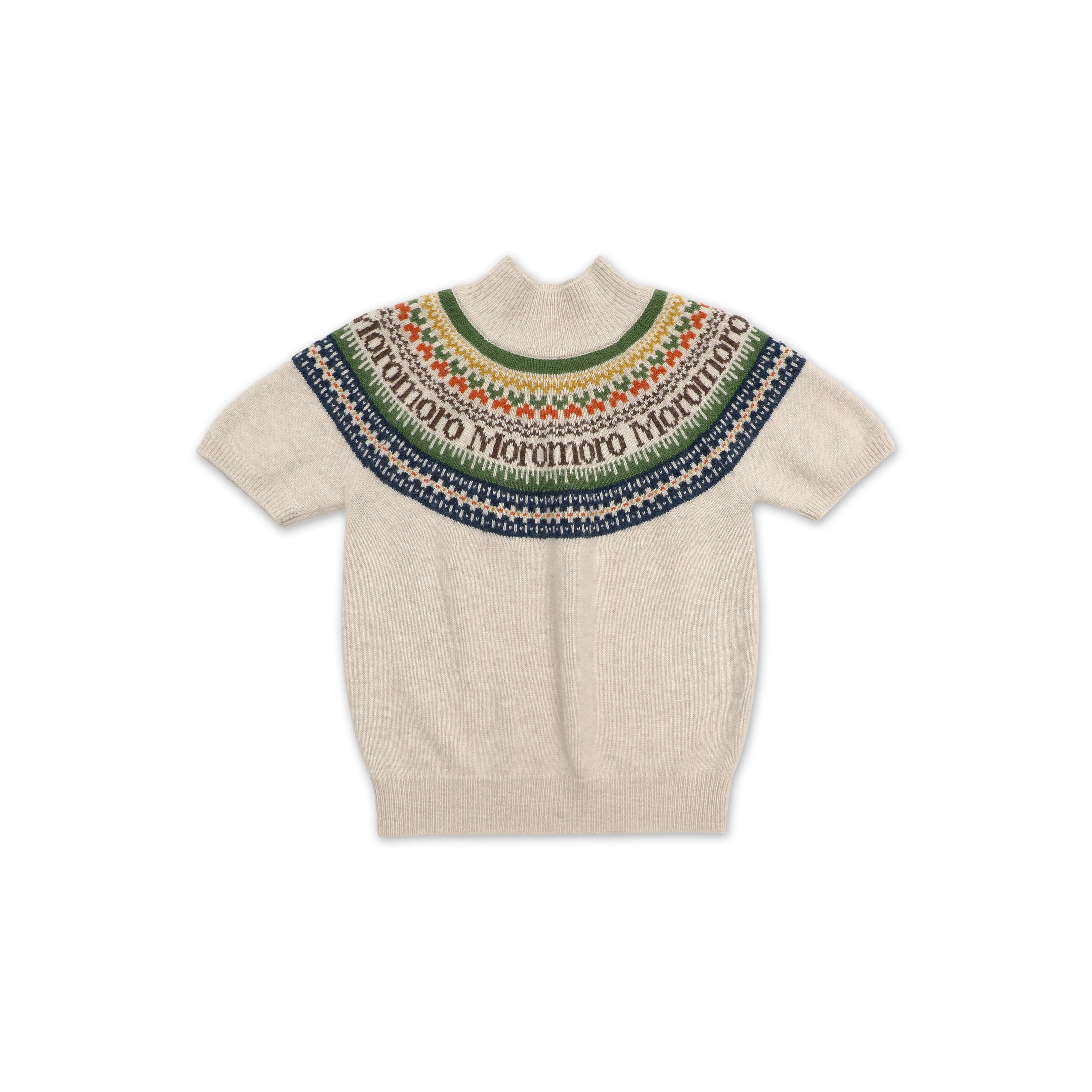 MoroMoro Vintage Fair Isle Short Sleeve Sweater for Women
