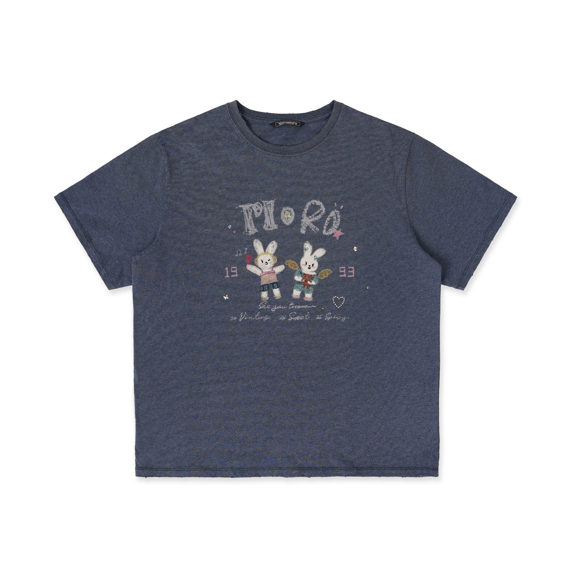 MoroMoro Adorable Hand-Painted Bunny Graphic Tee for Women