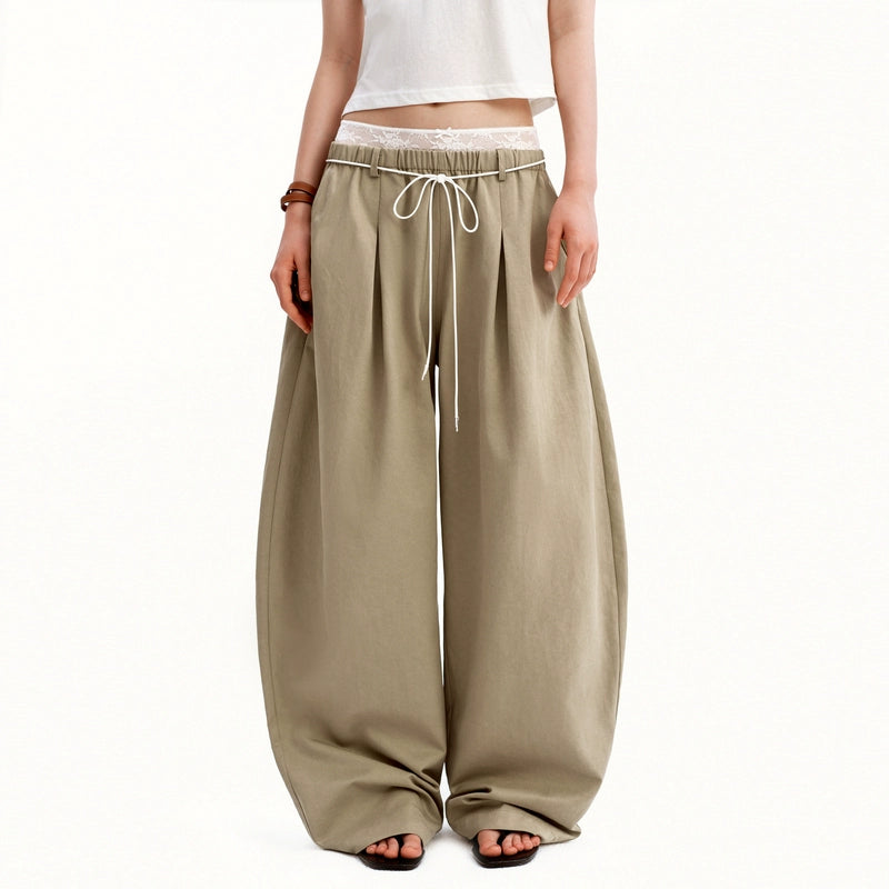 Puki Puki Casual Double Waist Slouchy Pants