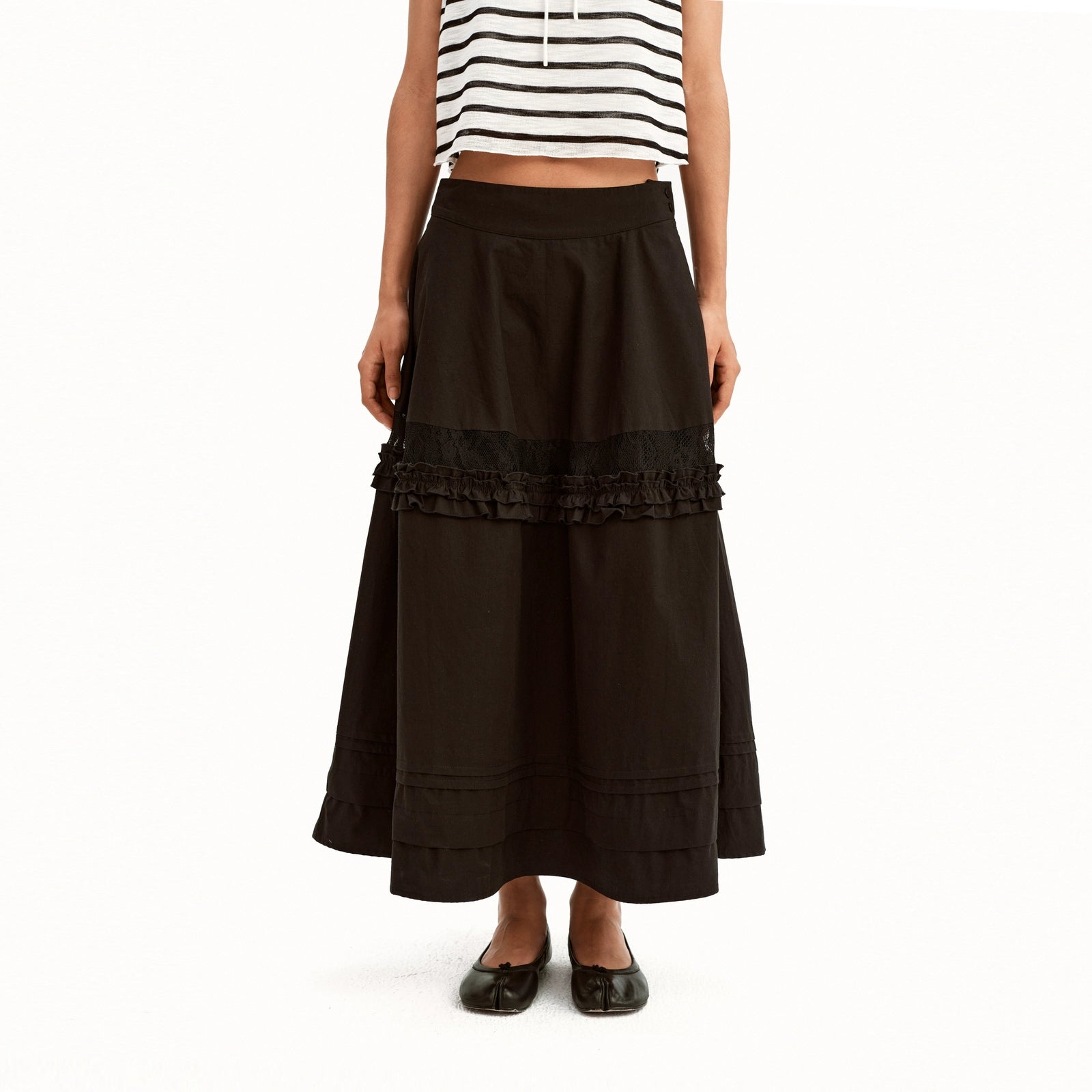 Puki Puki French Low Waist Ruffle Skirt