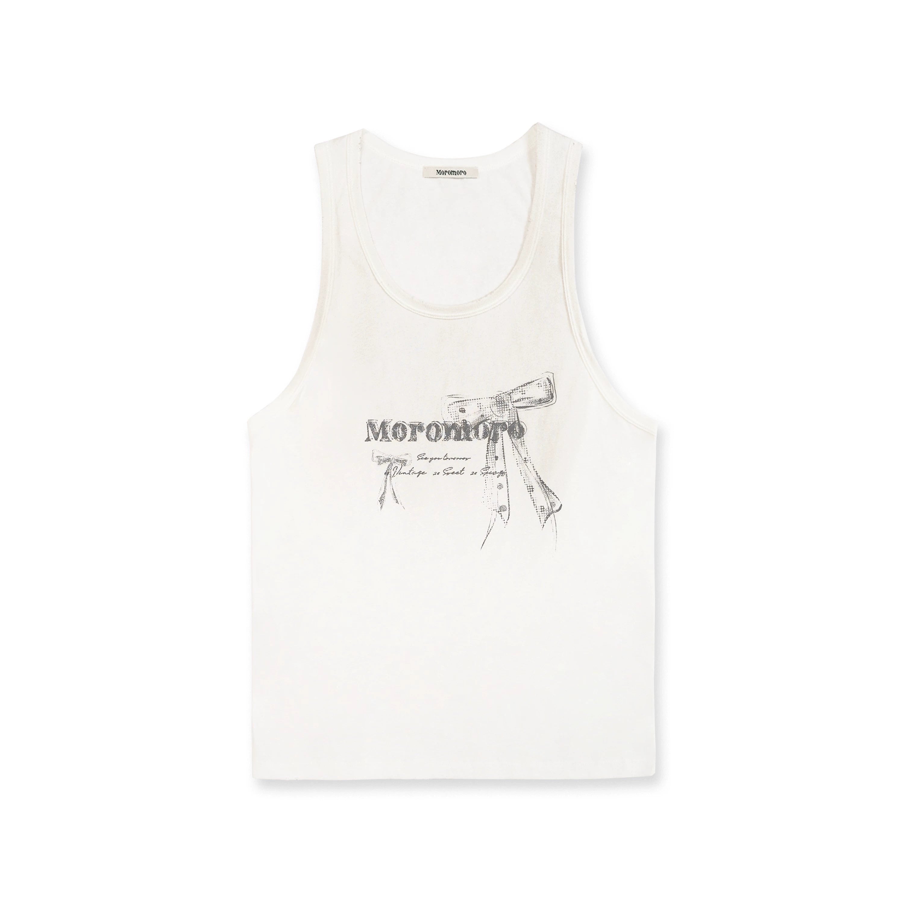 Moromoro Vintage Hand-painted Bow Print Sleeveless Vest