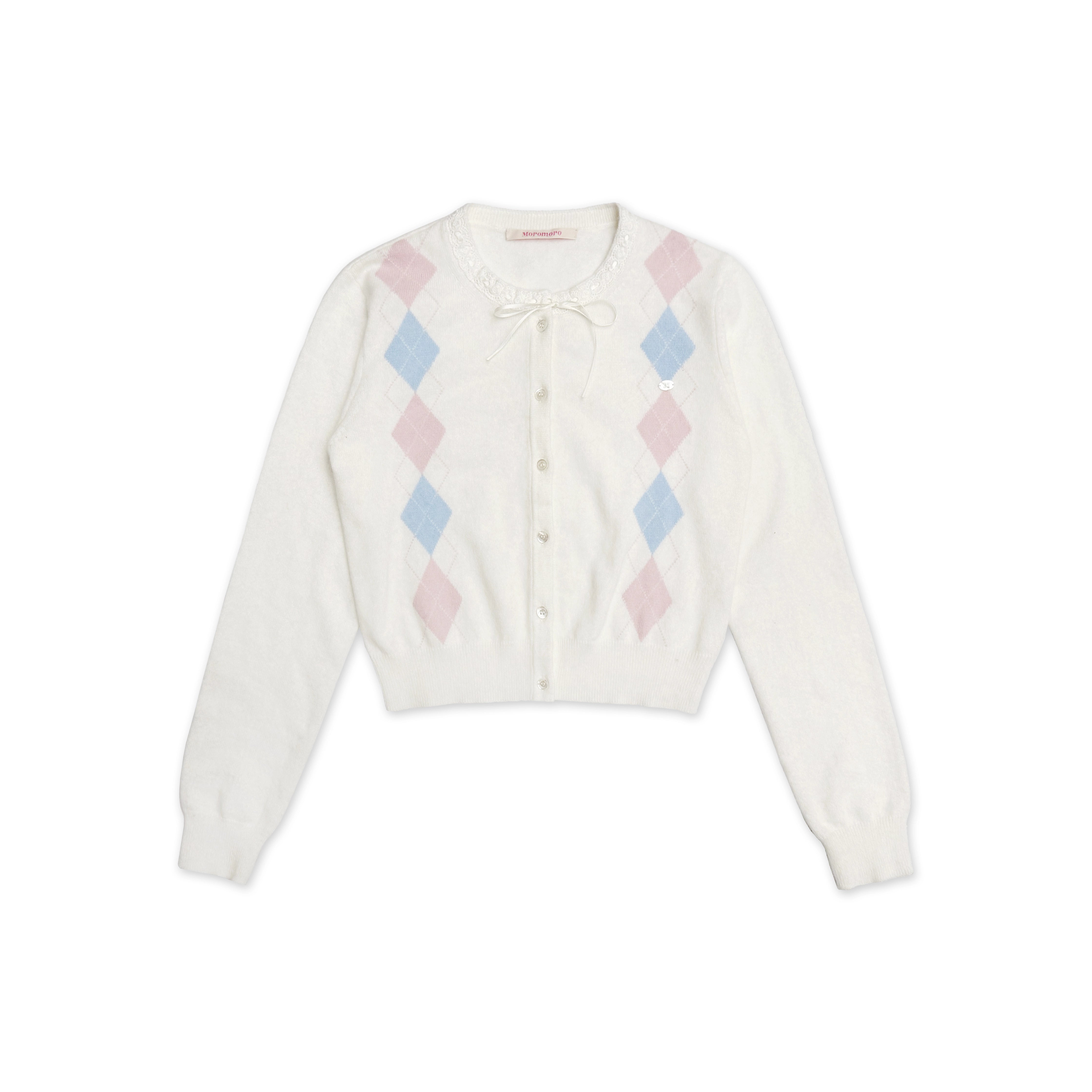 MoroMoro Spring Diamond Plaid Knit Cardigan