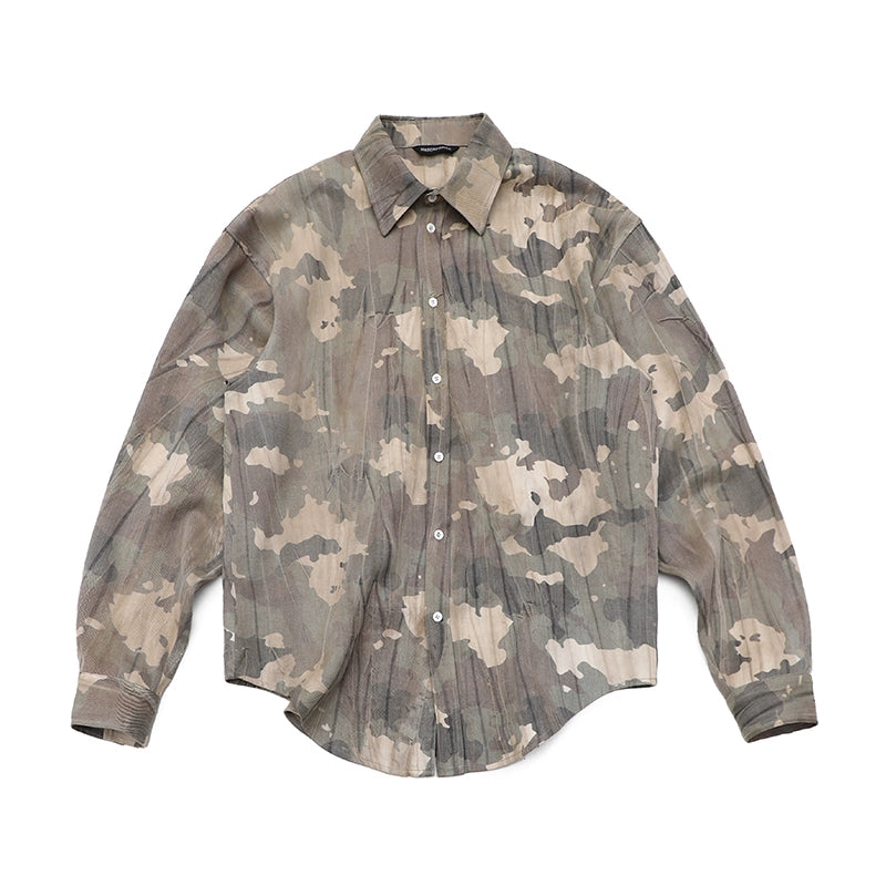 Mason Prince Vintage Genderless Camouflage Shirt in Withered Green