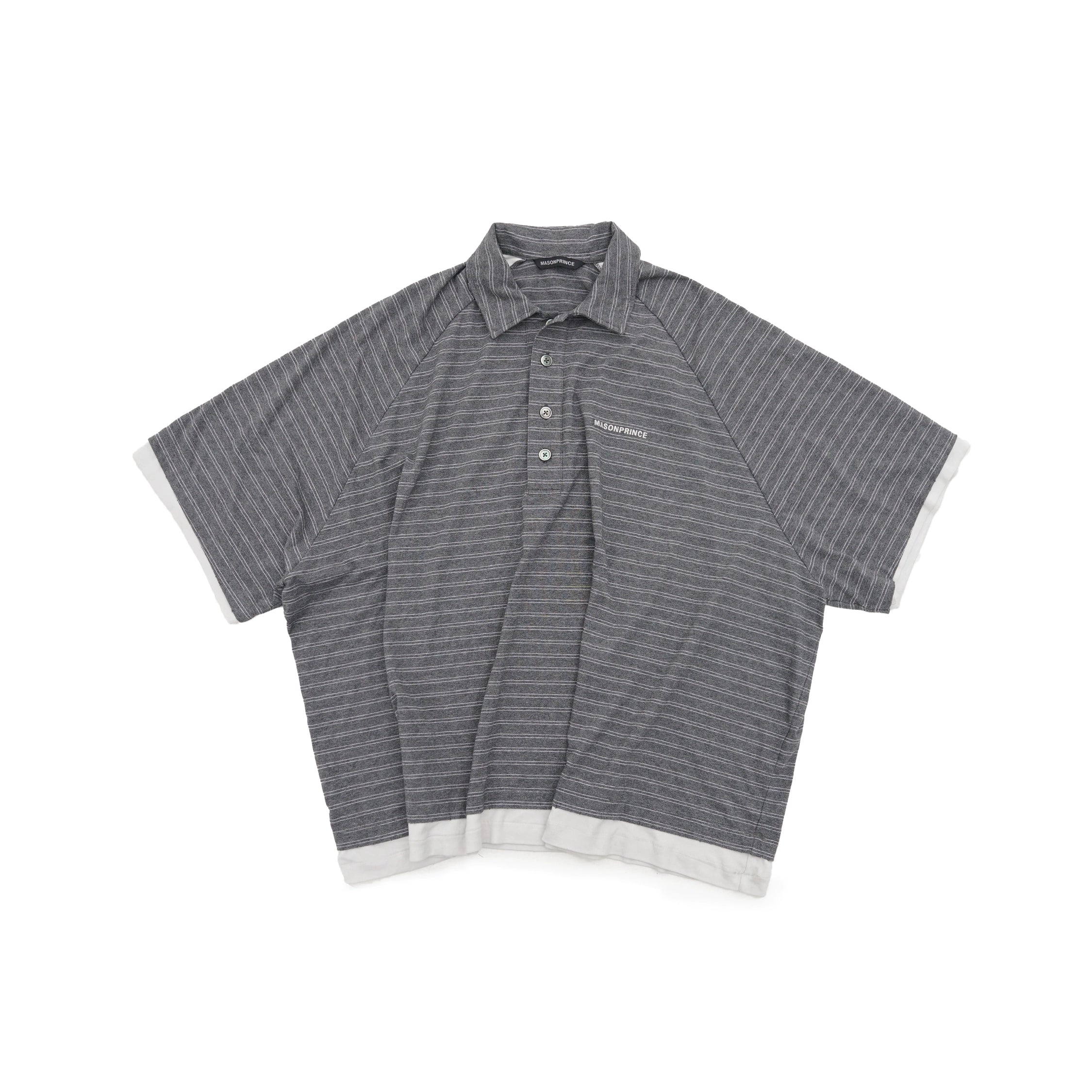 Mason Prince Striped Polo Shirt with Fake Two-Piece Design