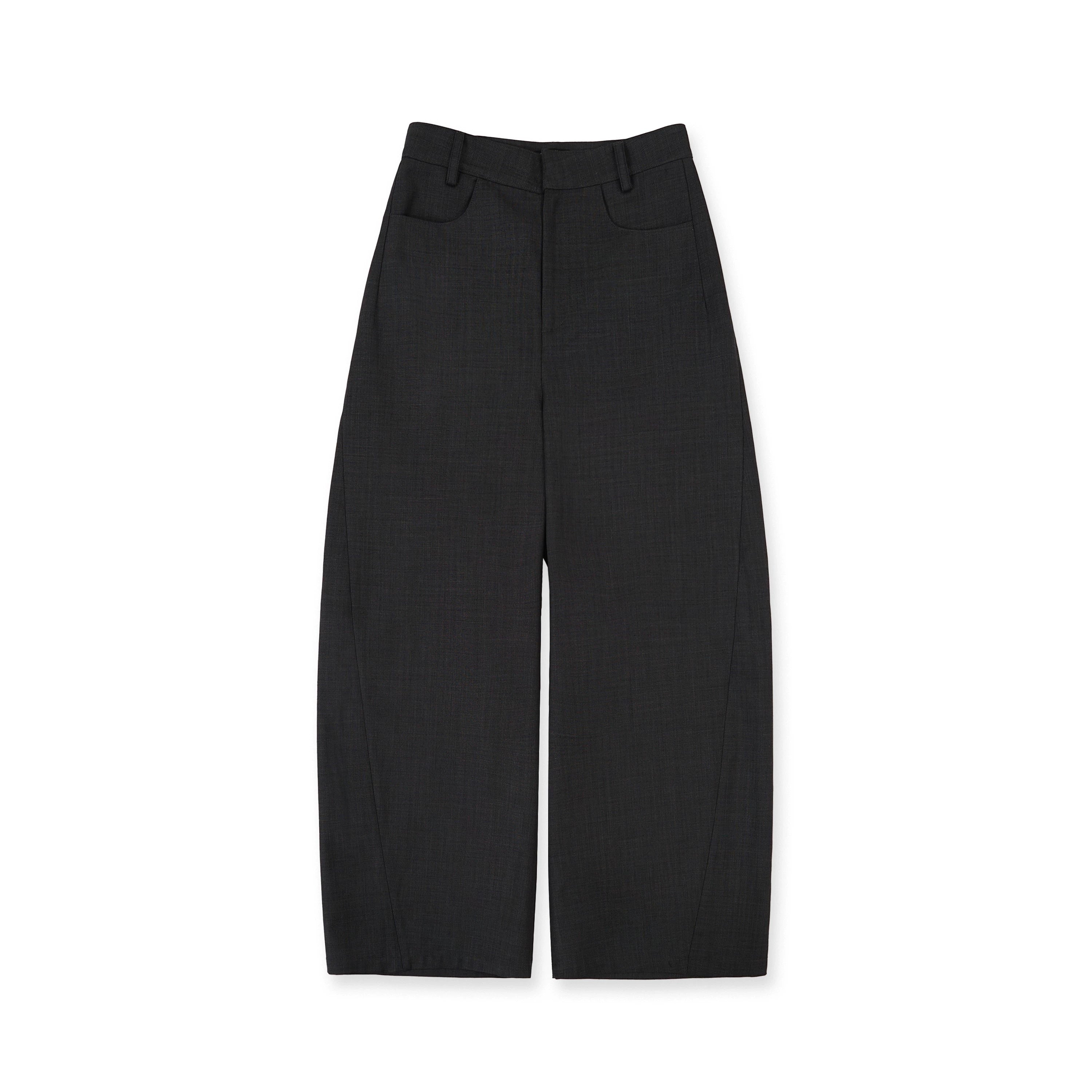 MoroMoro Wide Leg Gray Trousers with Curved Structure