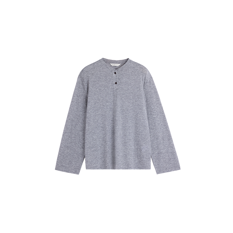 Alright Then Classic Henley Wool Long Sleeve T-Shirt