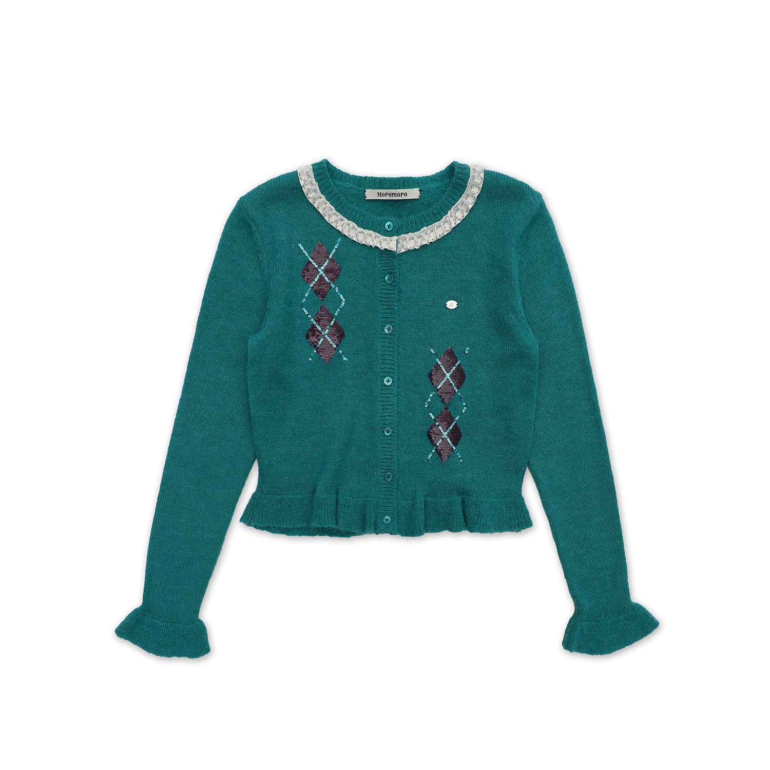 MoroMoro Embroidered Cardigan with Ruffled Trim