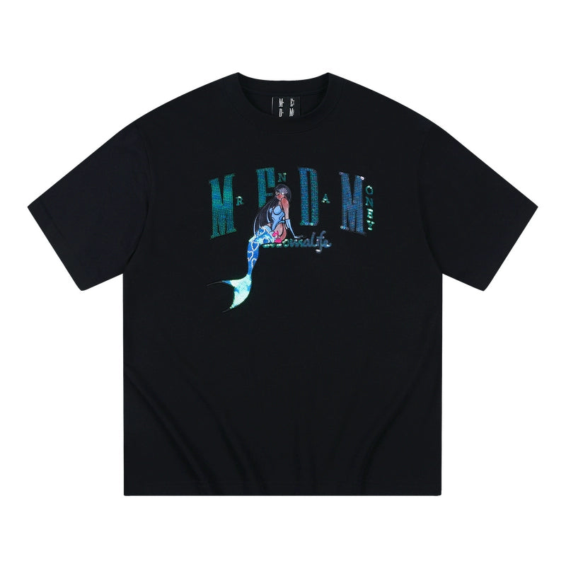 MEDM Mermaid-Inspired Sequin Graphic T-Shirt