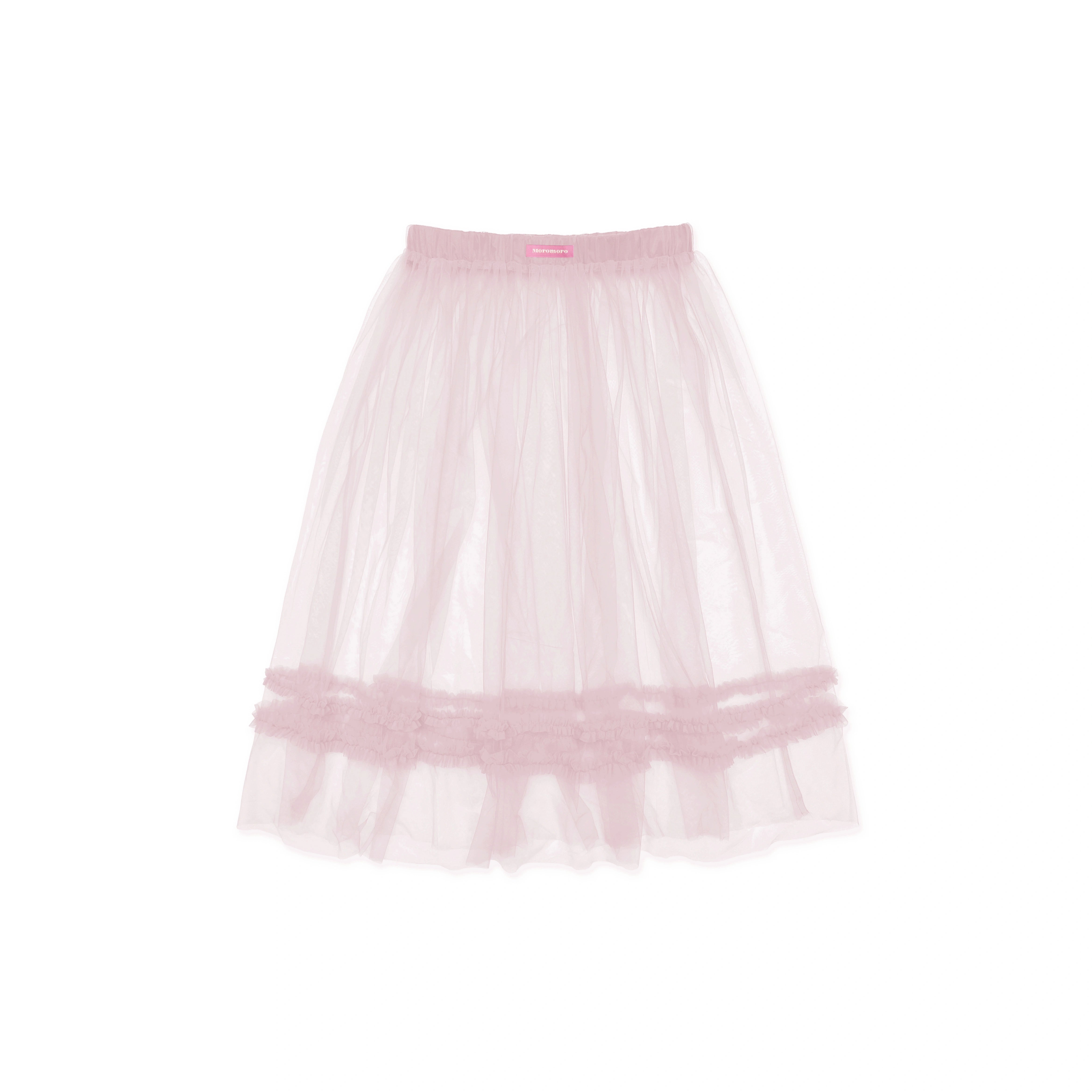 MoroMoro Lightweight Sheer Tulle Half Skirt with Lace Trim