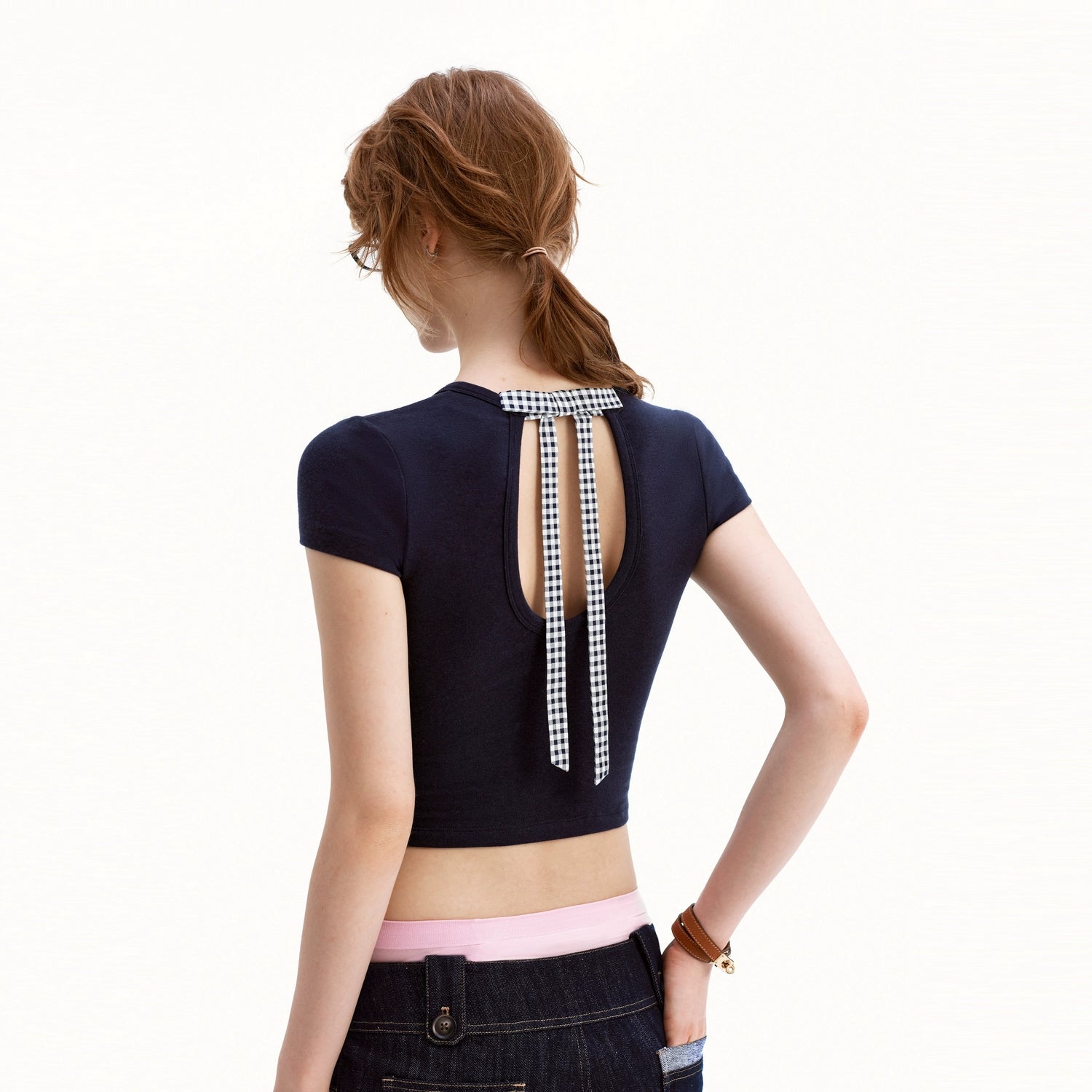 Puki Puki Elegant Backless Short Sleeve T-Shirt
