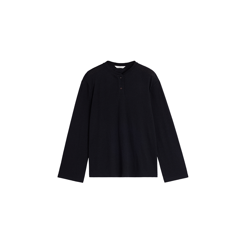 Alright Then Classic Henley Wool Long Sleeve T-Shirt