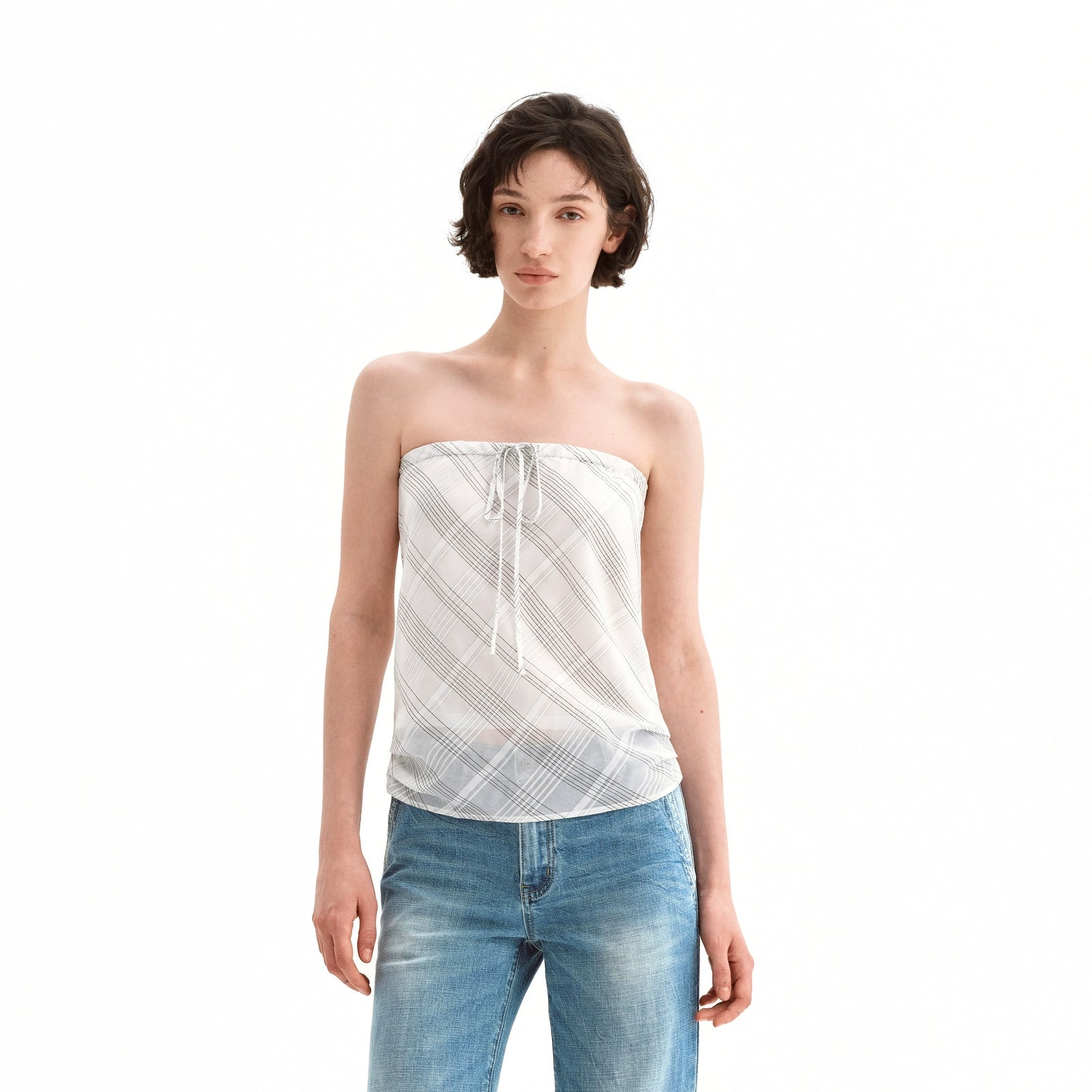 Puki Puki One-Shoulder Adjustable Tie Top in Striped Patterns