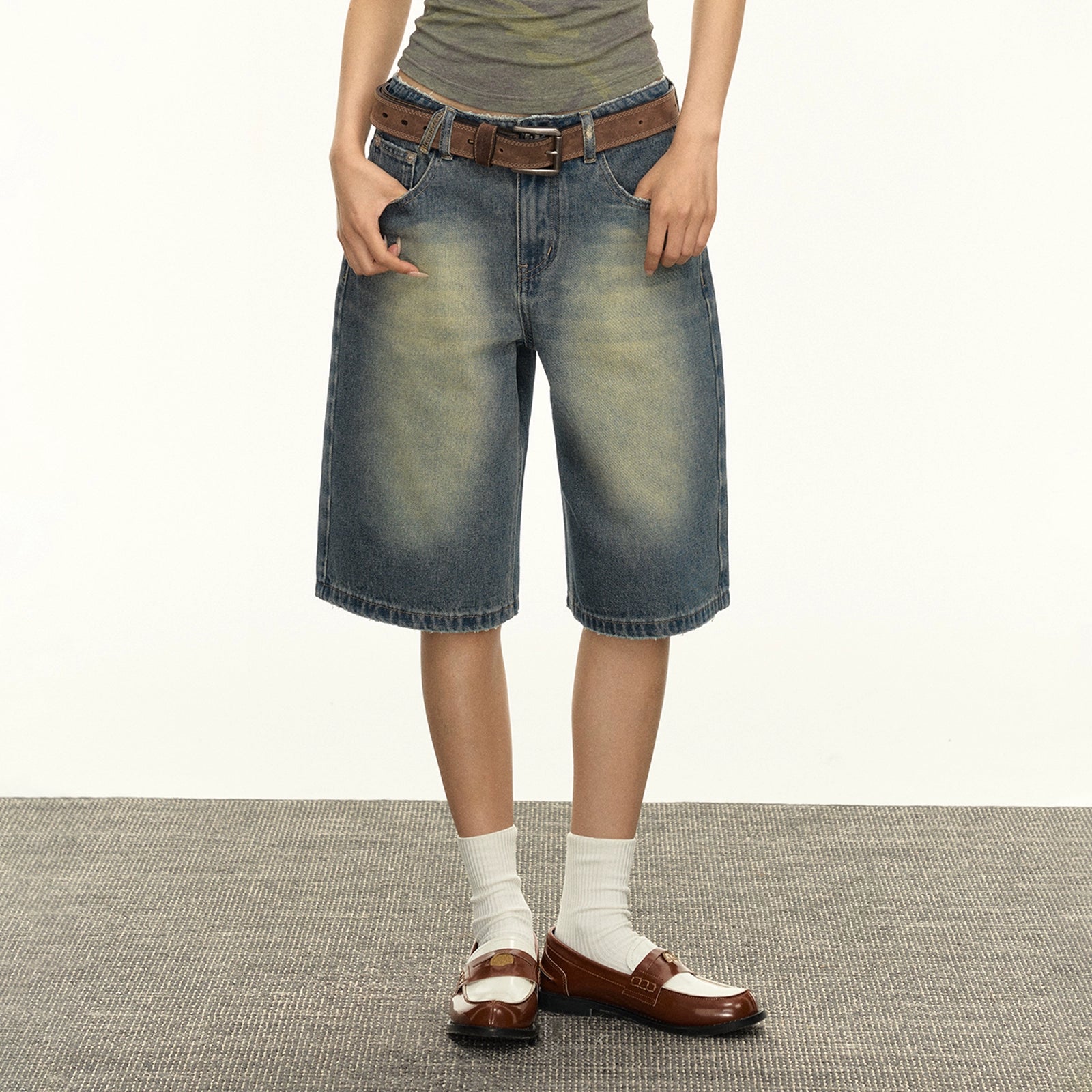 Ariseism Vintage Loose Fit Denim Shorts for Women