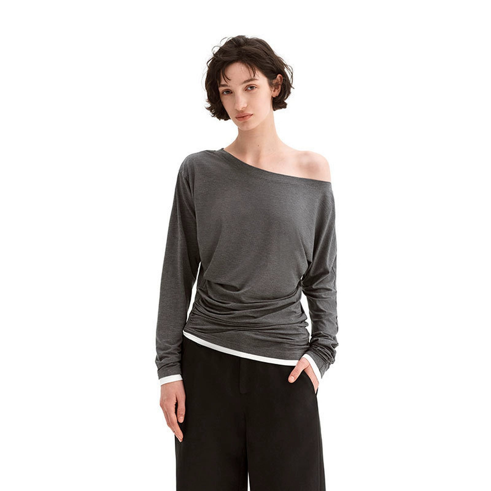 Puki Puki Loose Slim Design Two-Piece Look Knit Top