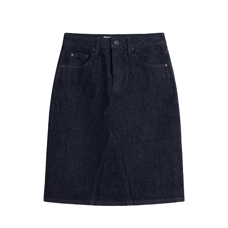 Alright Then Classic Denim Half Skirt - Mid Waist Split Design