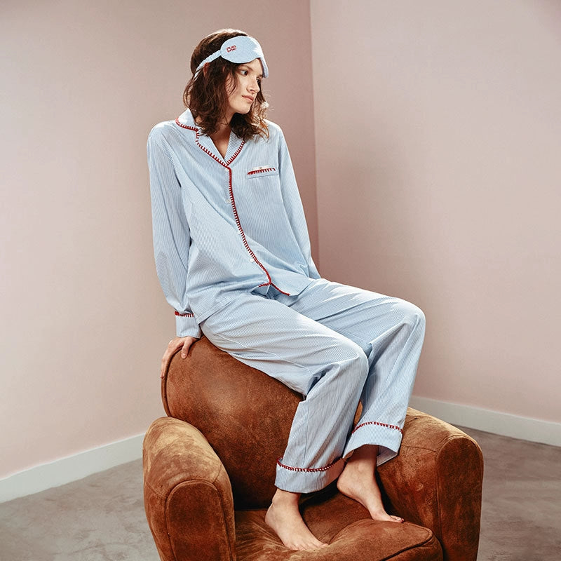Puki Puki Colorful Stripe Pajama Set with Eye Mask