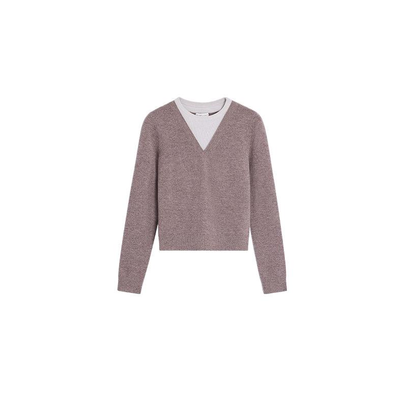 Alright Then All Wool V-Neck Colorblock Knit Sweater