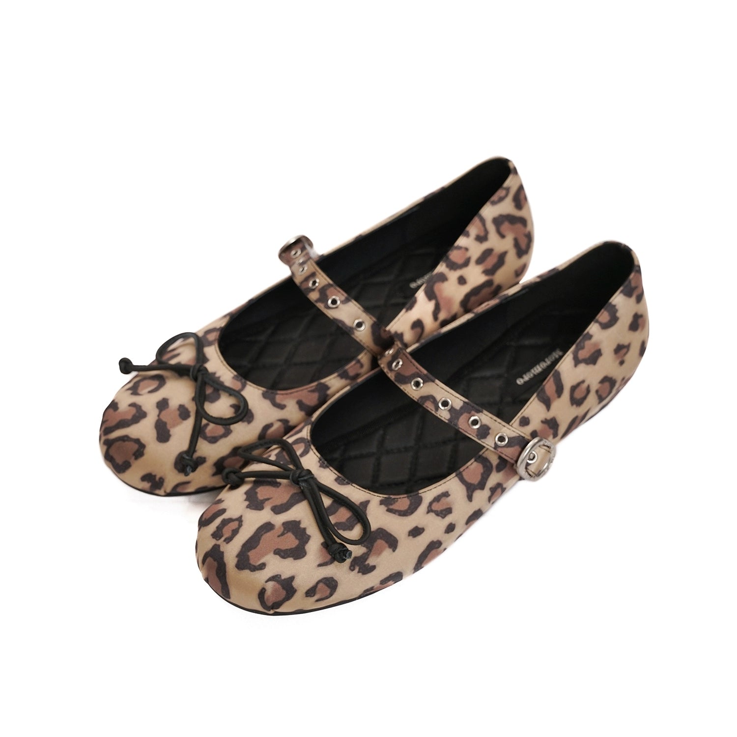 MoroMoro Leopard Print Ballerina Flats with Adjustable Buckle