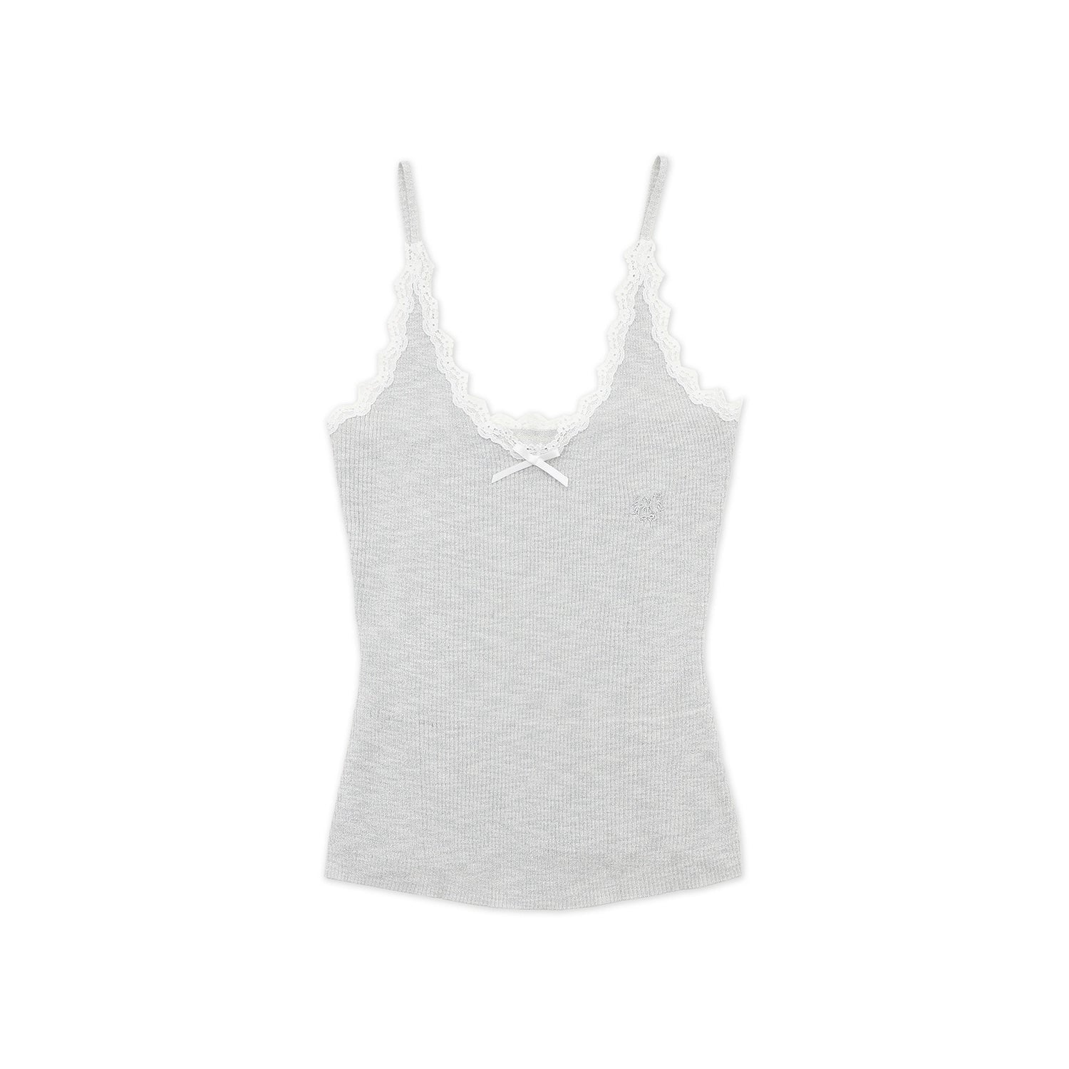 MoroMoro Women's Lace Trim Slim Camisole in Silver Gray