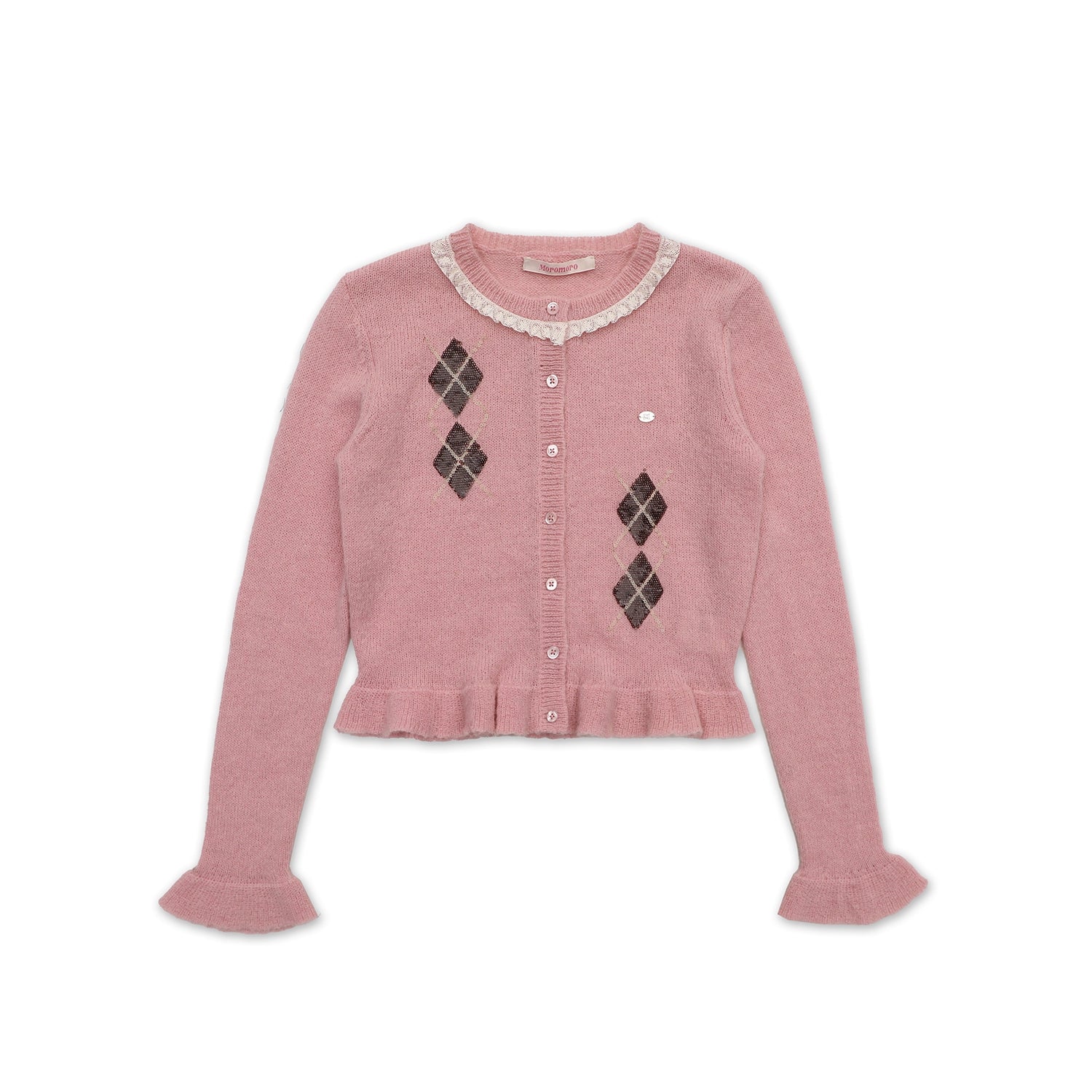MoroMoro Embroidered Cardigan with Ruffled Trim