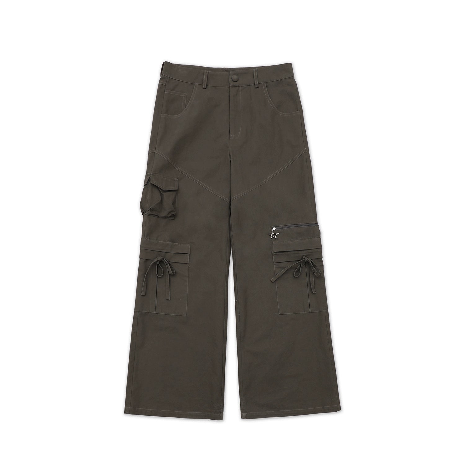 MoroMoro Casual Bow Tie Multi-Pockets Long Pants