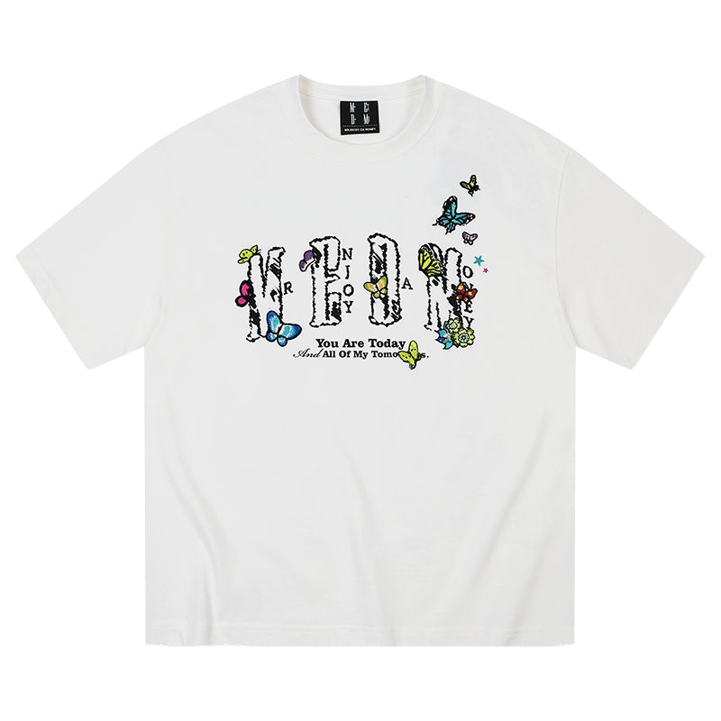 MEDM x NEWMASUS Butterfly Garden Casual T-Shirt