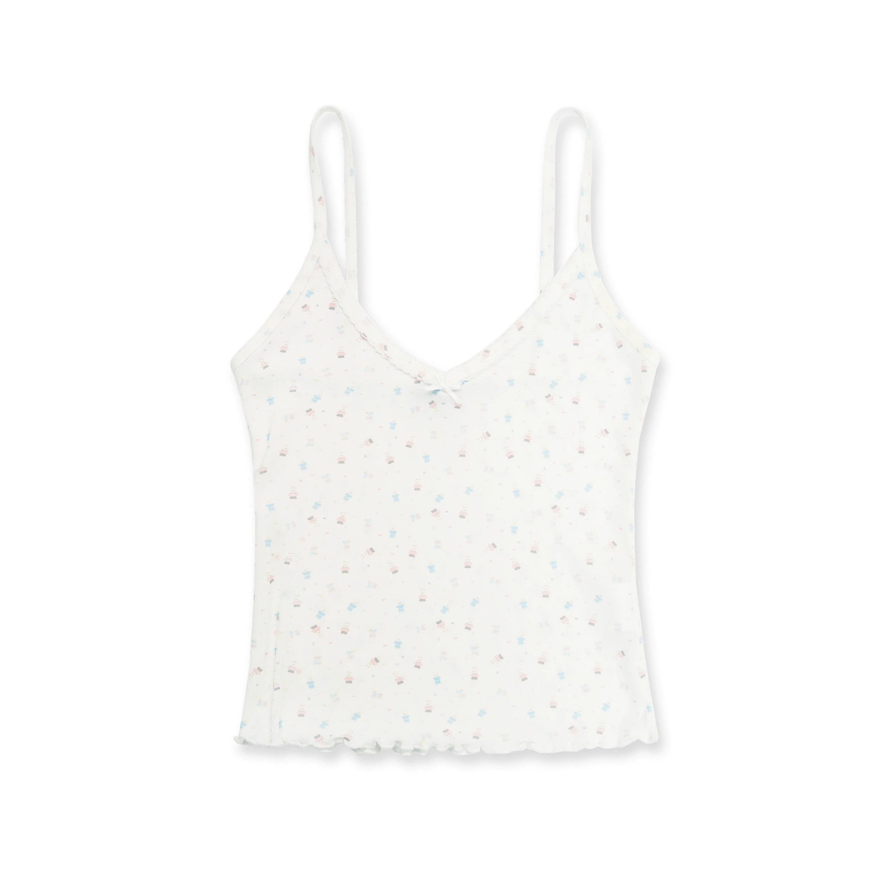 MoroMoro Vintage Floral Bow Camisole Tank Top