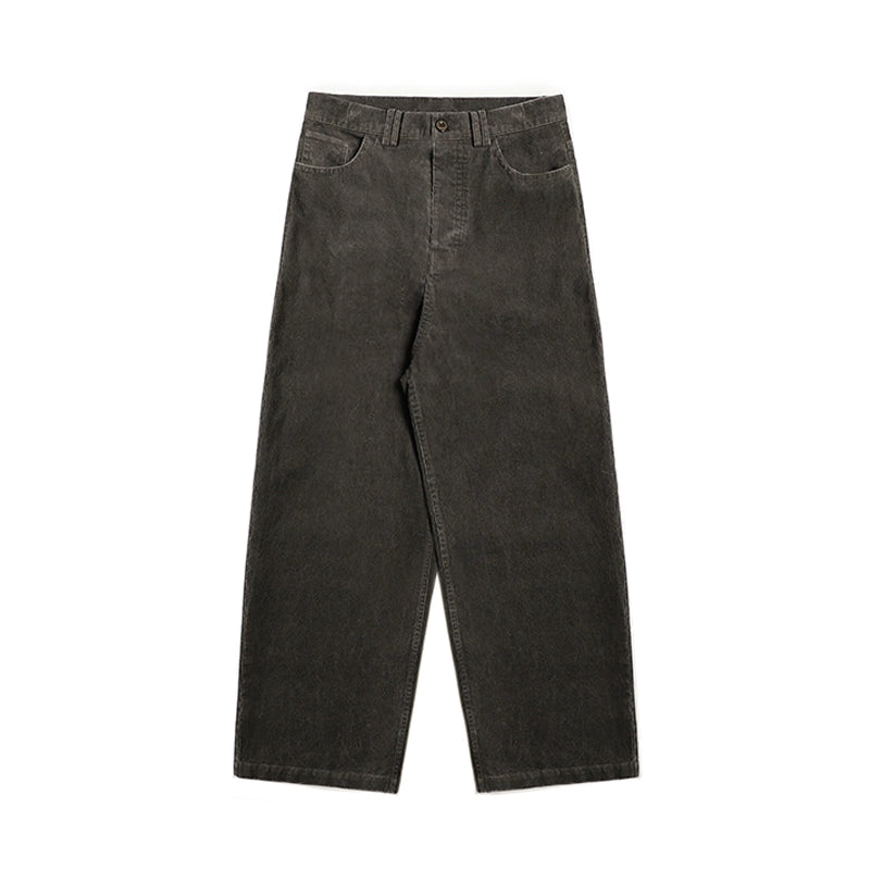 Mason Prince Casual Corduroy Wide-Leg Pants in Army Green