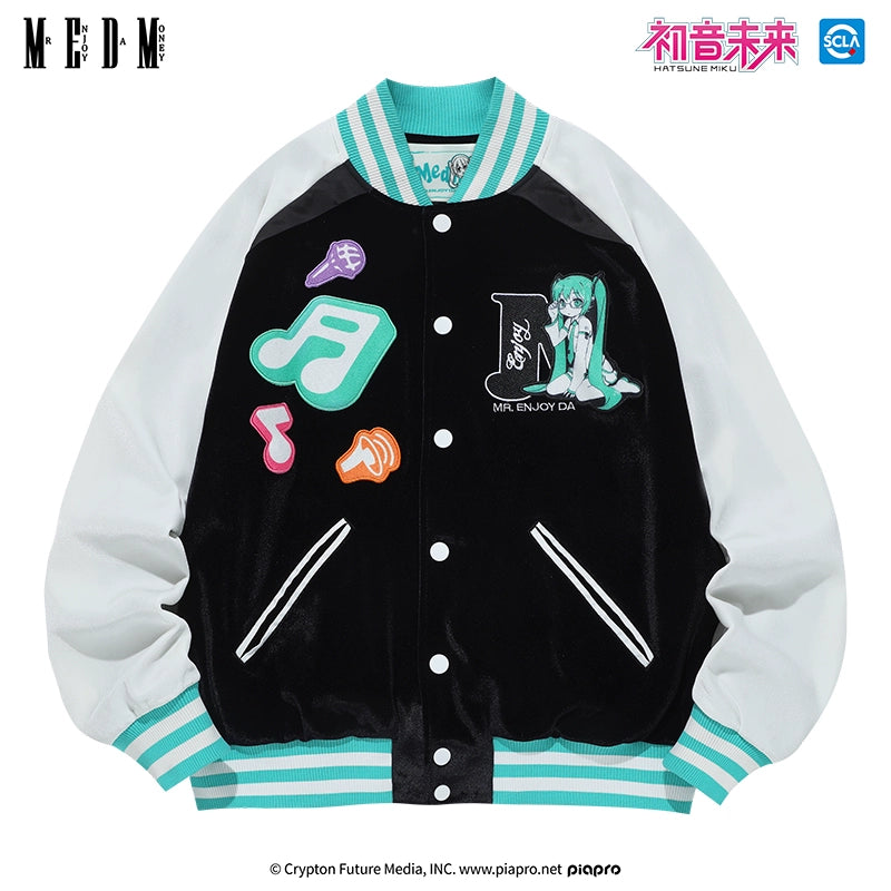MEDM Hatsune Miku Velvet Baseball Jersey - Trendy Hip-Hop Jacket