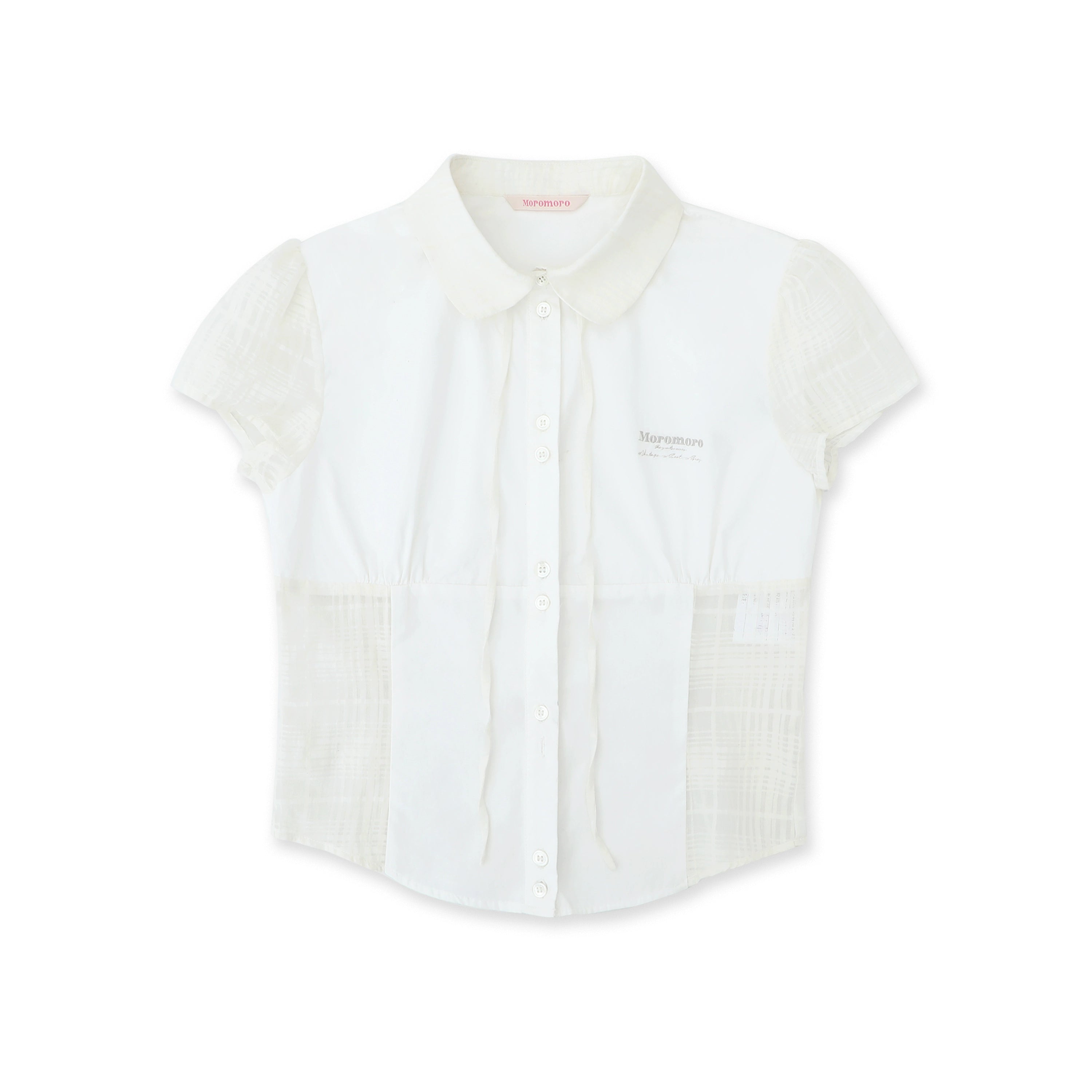 MoroMoro Vintage Sheer Plaid Doll Neck Shirt and Pod Skirt Set
