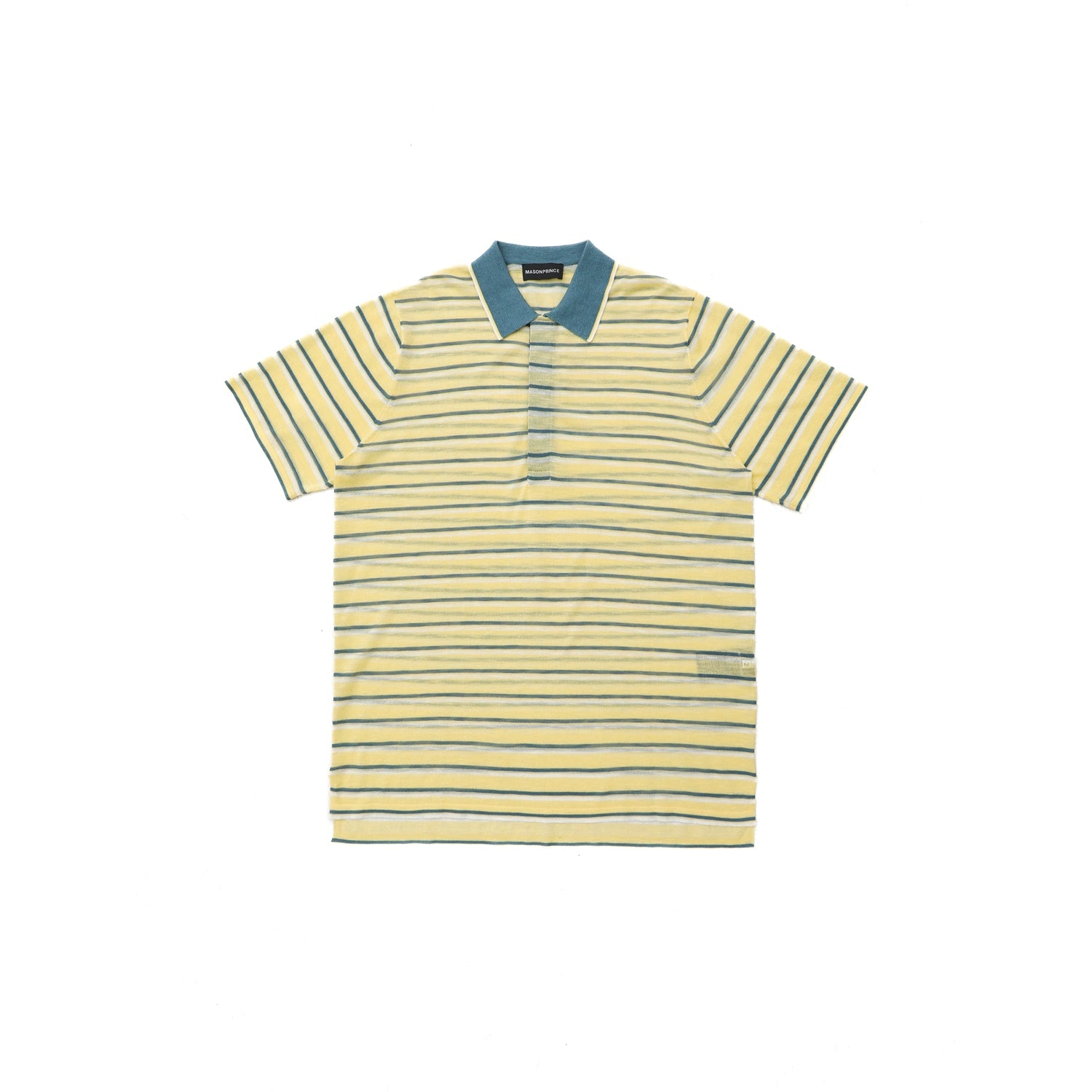 Mason Prince Delicate Tencel Linen Polo Tops in Nautical Stripe