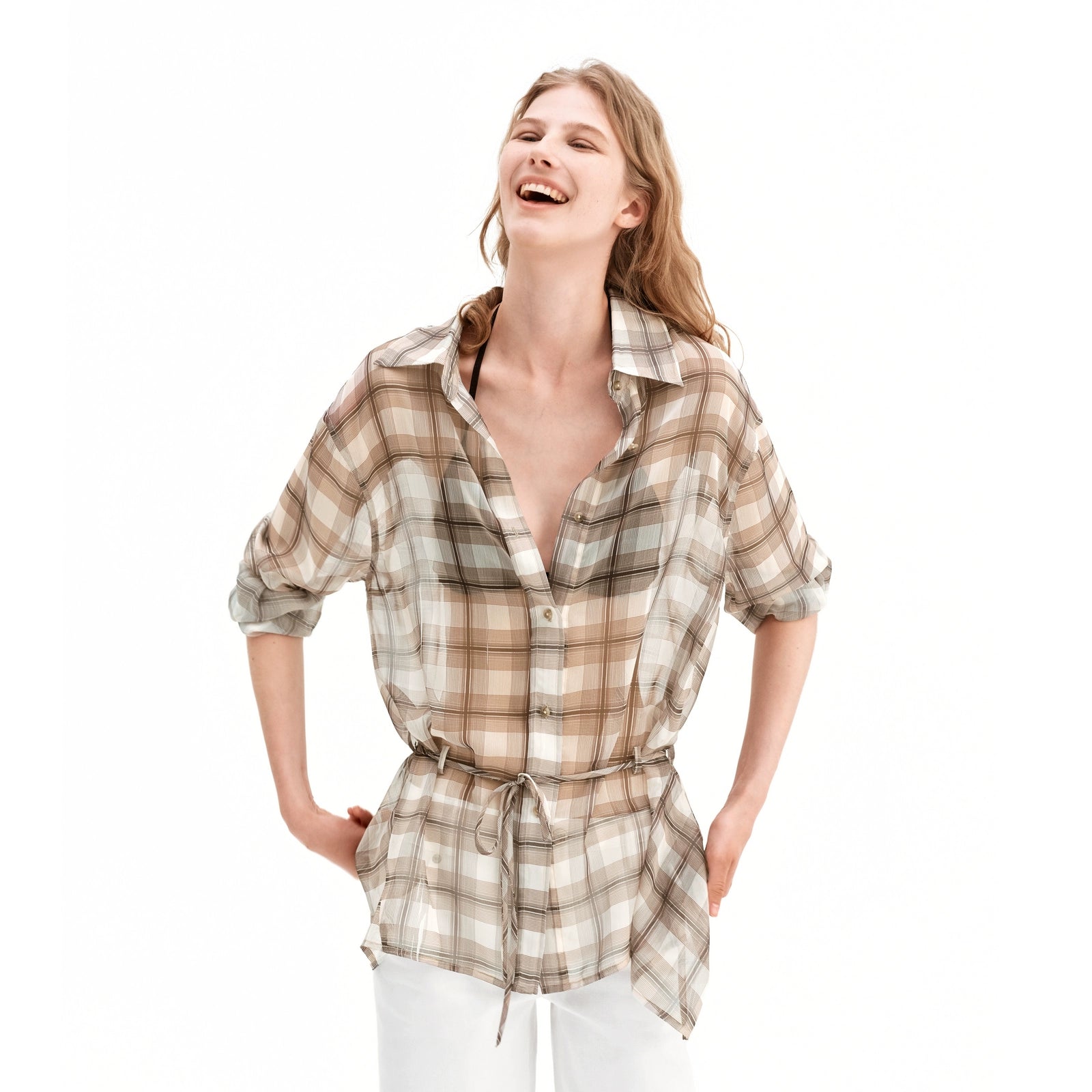 Puki Puki Summer Loose Plaid Shirt