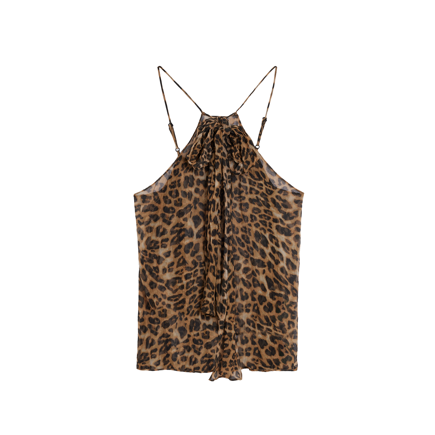 Alright Then 100% Mulberry Silk Leopard Print Camisole with Adjustable Straps
