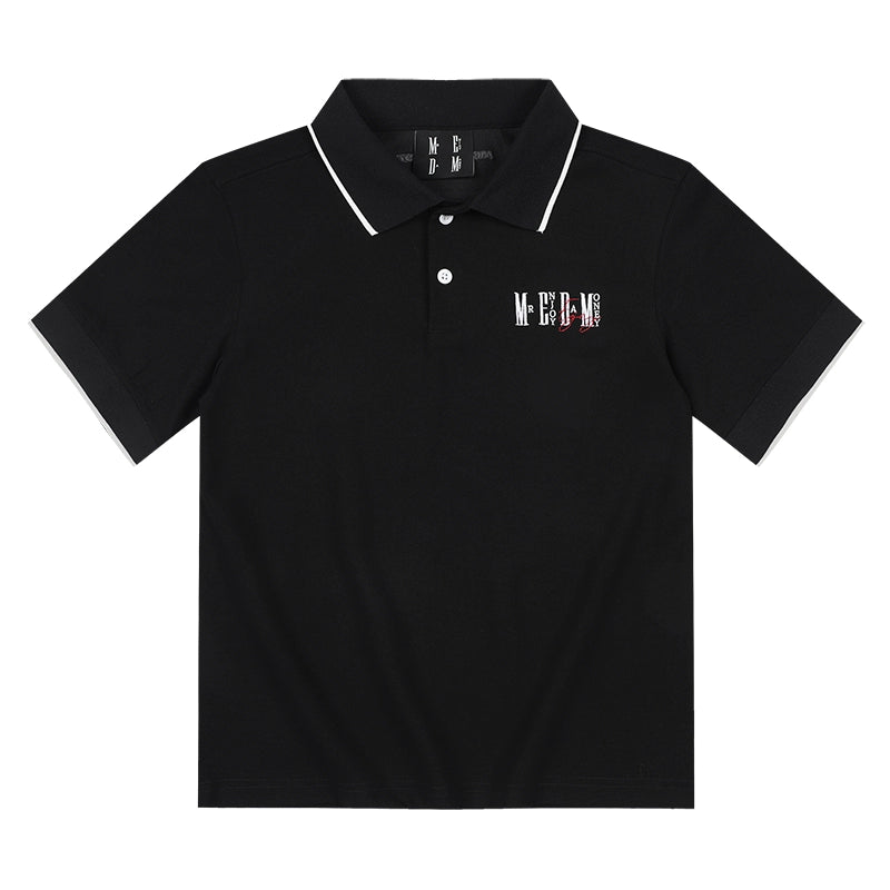 MEDM Stylish Letter Embroidery Polo Shirt for Men and Women