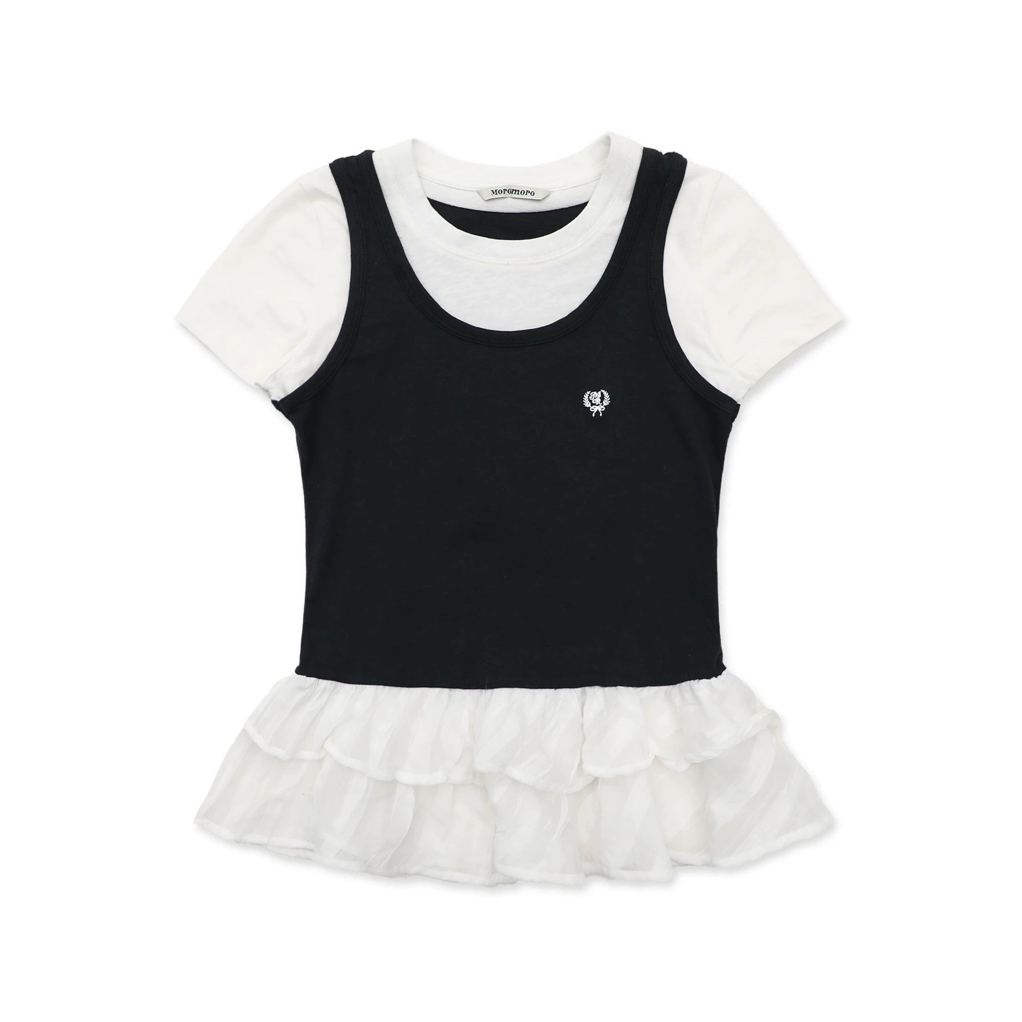MoroMoro Dual Textured Ruffled Layered Top for Women