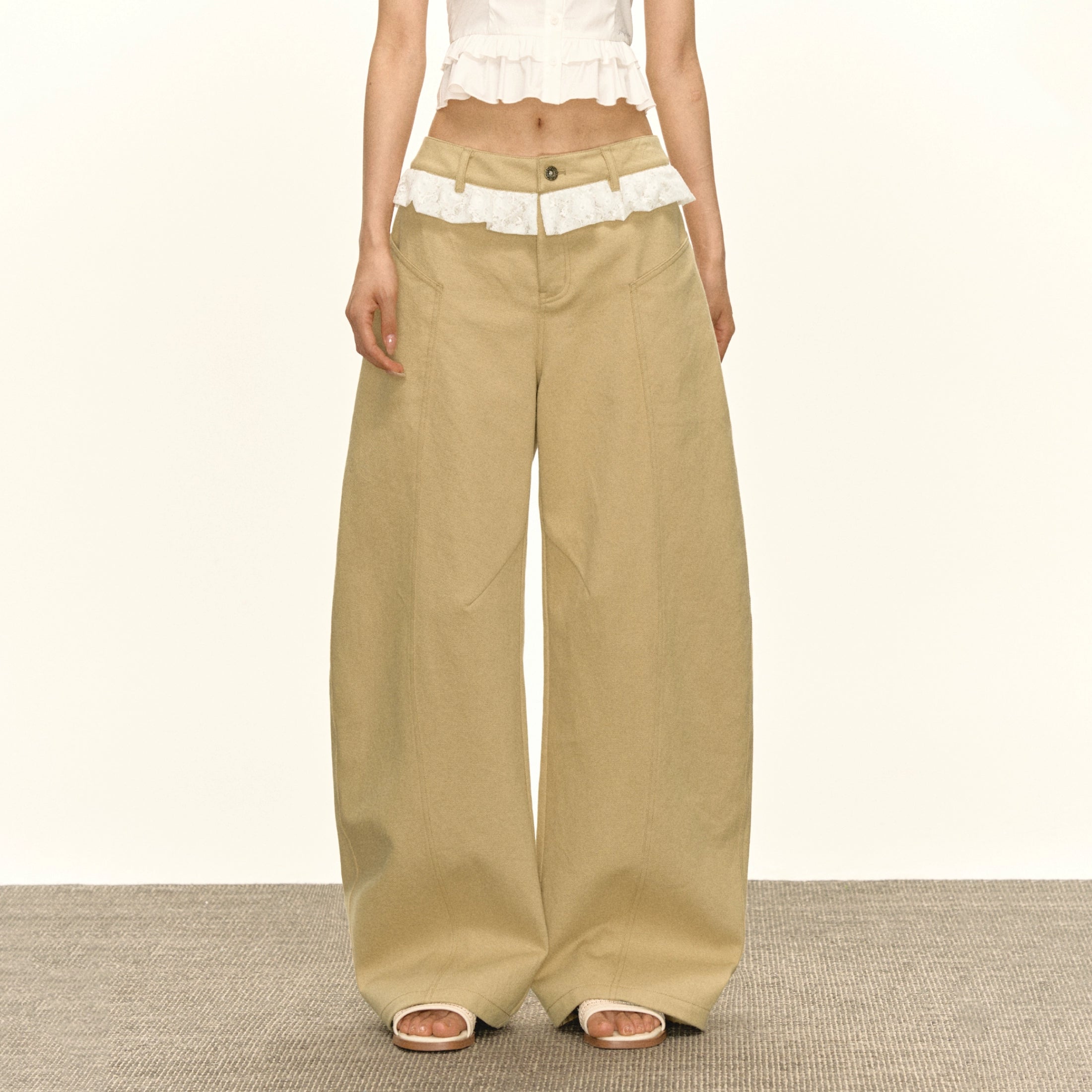 Ariseism Casual Lace Splicing Pants for Women