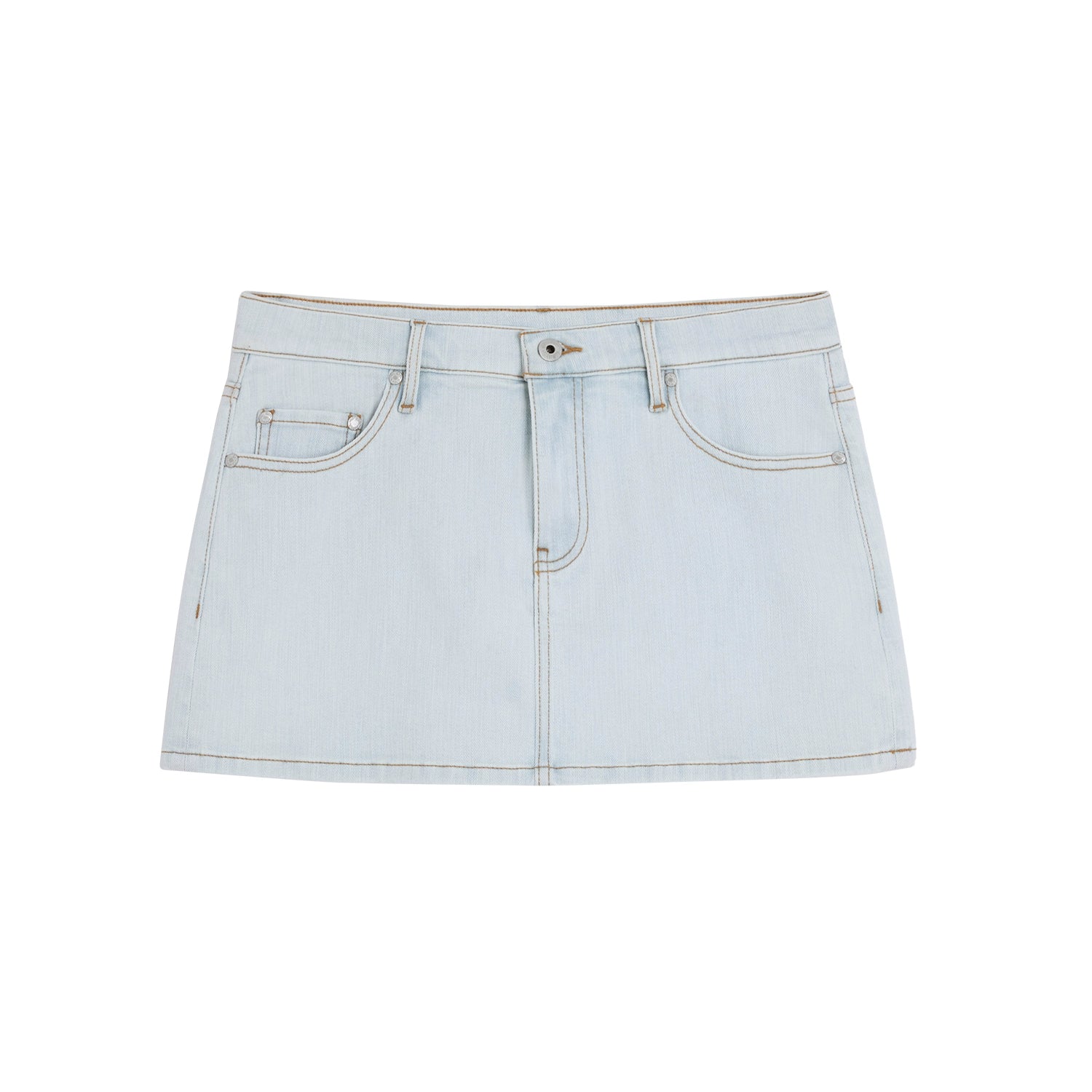 Alright Then Soft Light Blue Denim Skirt