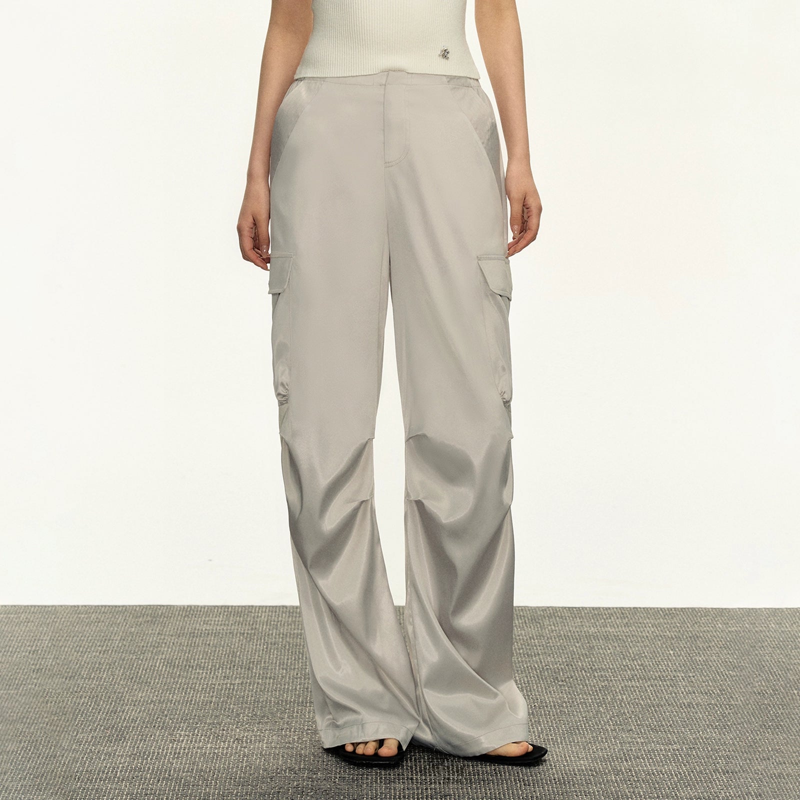 Ariseism Women's American Retro Two-Tone Draped Casual Pants