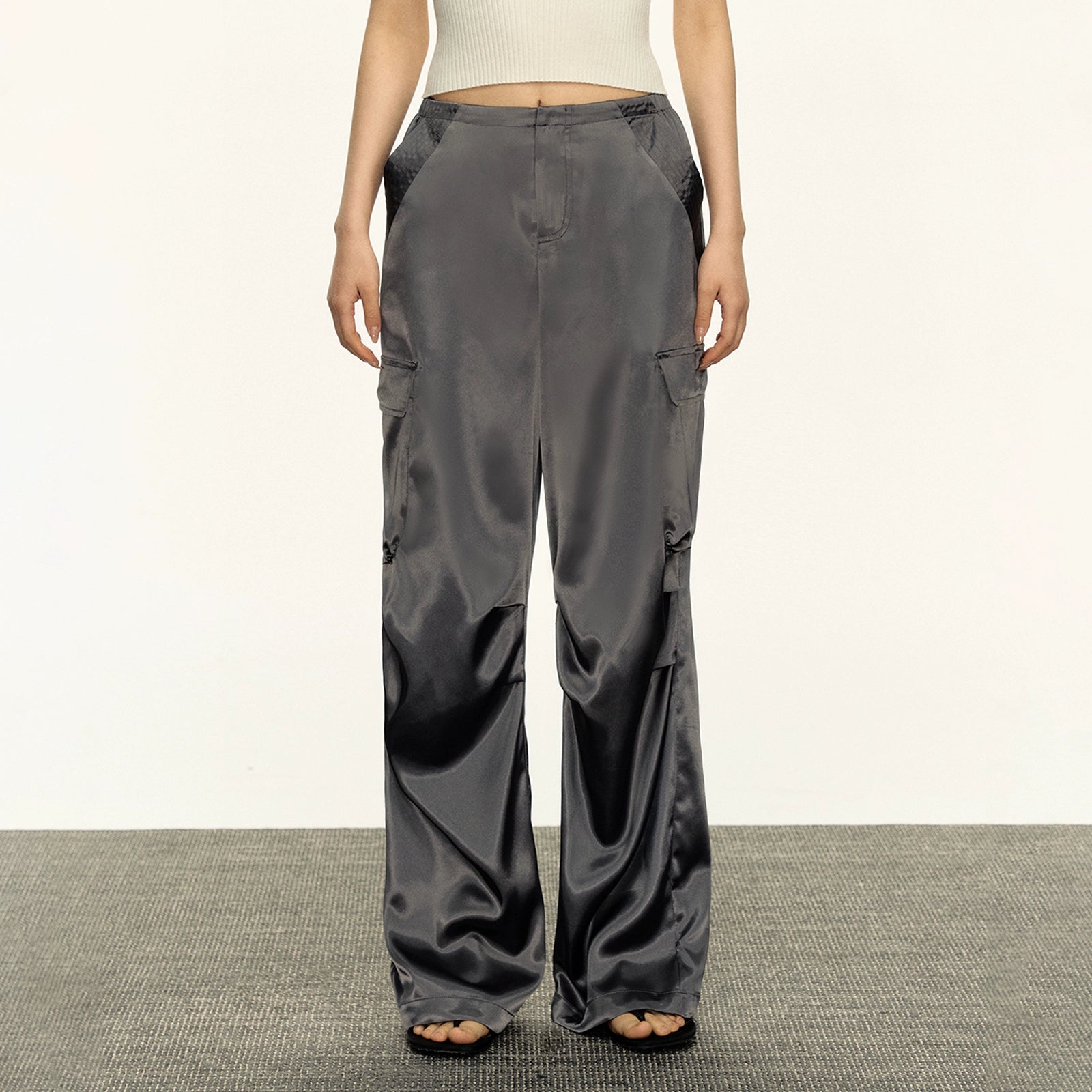 Ariseism Women's American Retro Two-Tone Draped Casual Pants