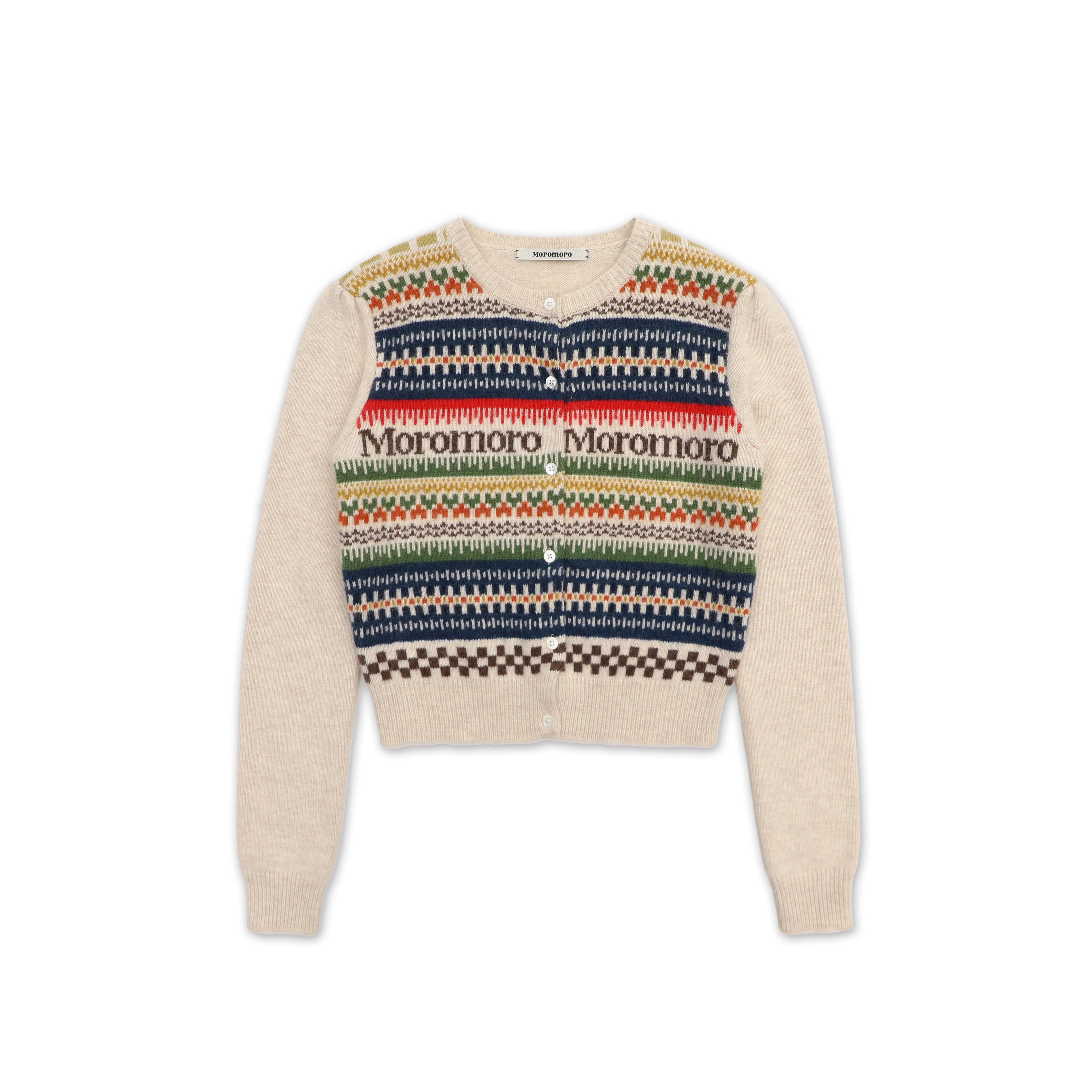 MoroMoro Vintage Colorful Fair Isle Stripe Knit Cardigan