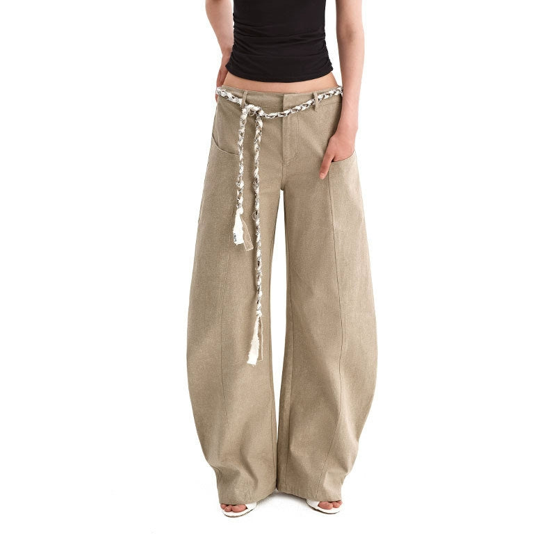 Puki Puki Vintage Cotton Wide-Leg Machete Pants with Belt