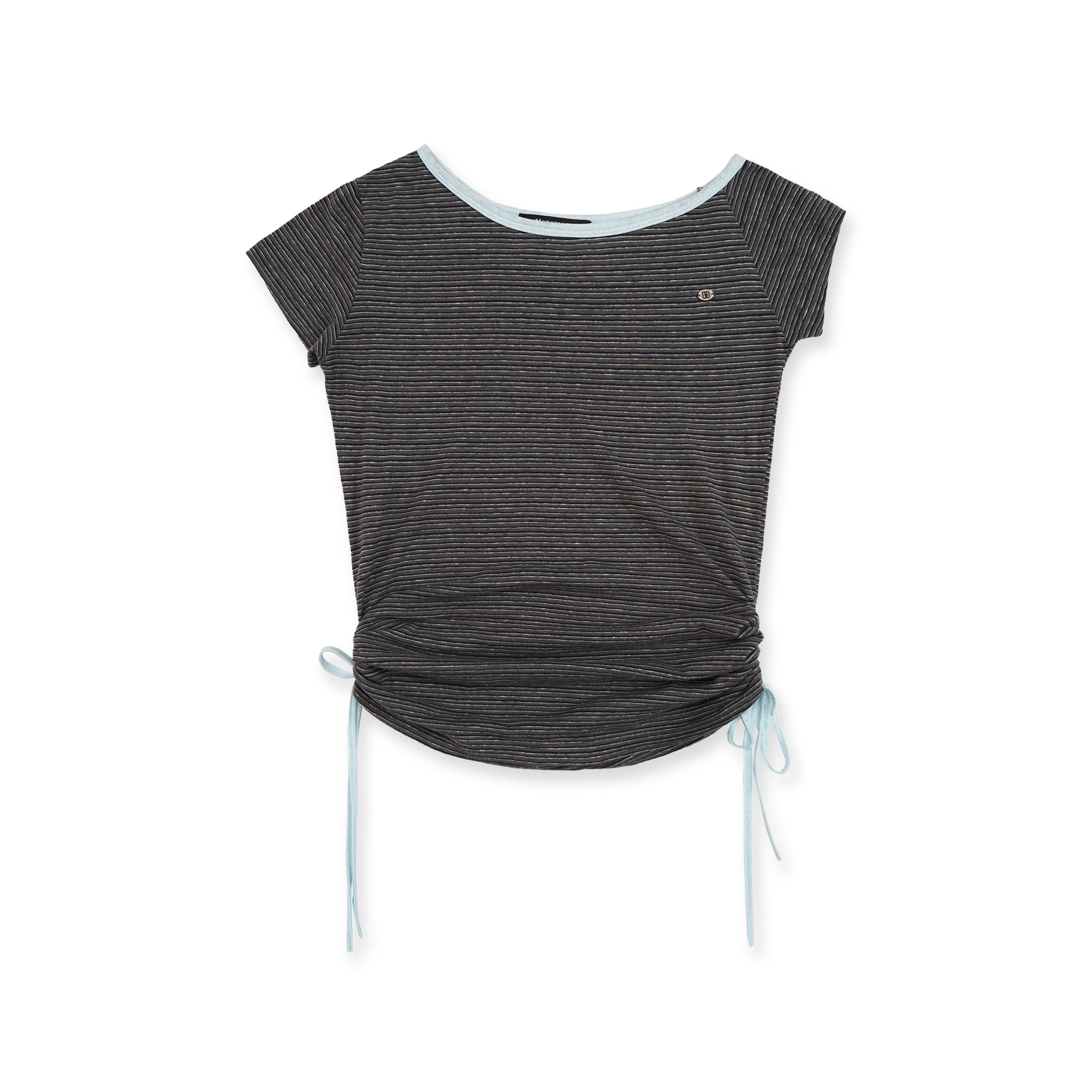 MoroMoro Vintage Striped Off-Shoulder T-Shirt