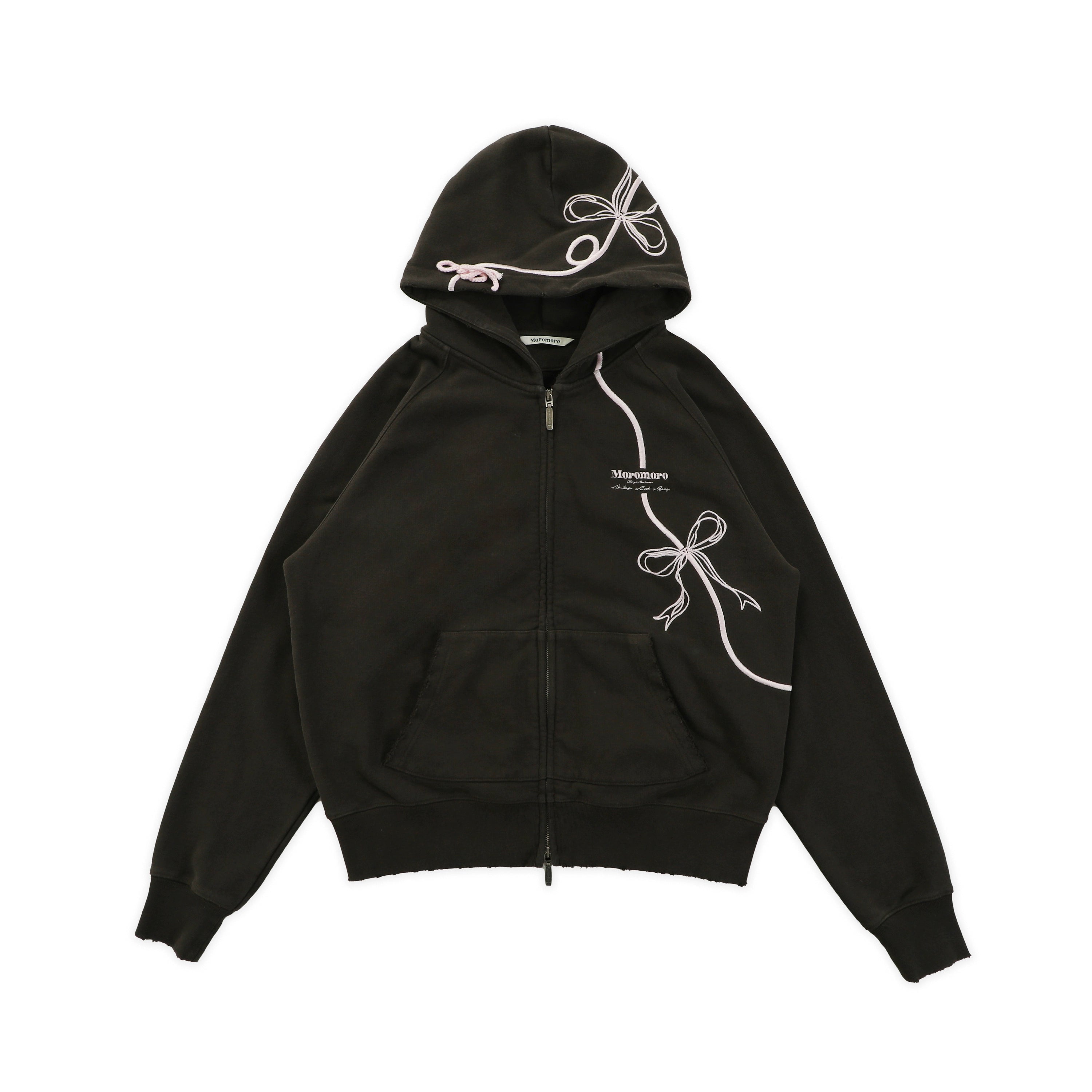 Moromoro Vintage Embroidered Hoodie with Drawstring