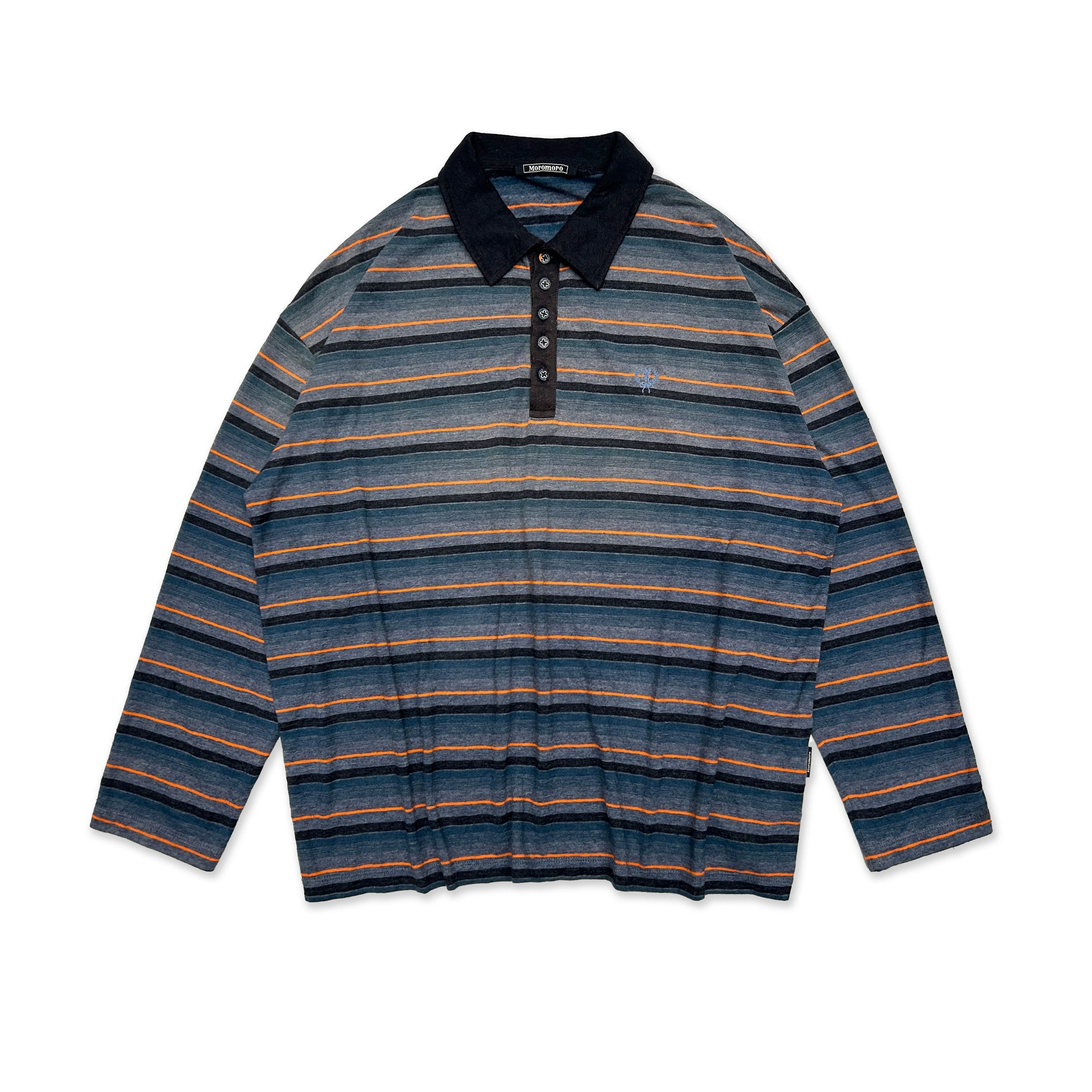MoroMoro Vintage Striped Long-Sleeve Polo Shirt