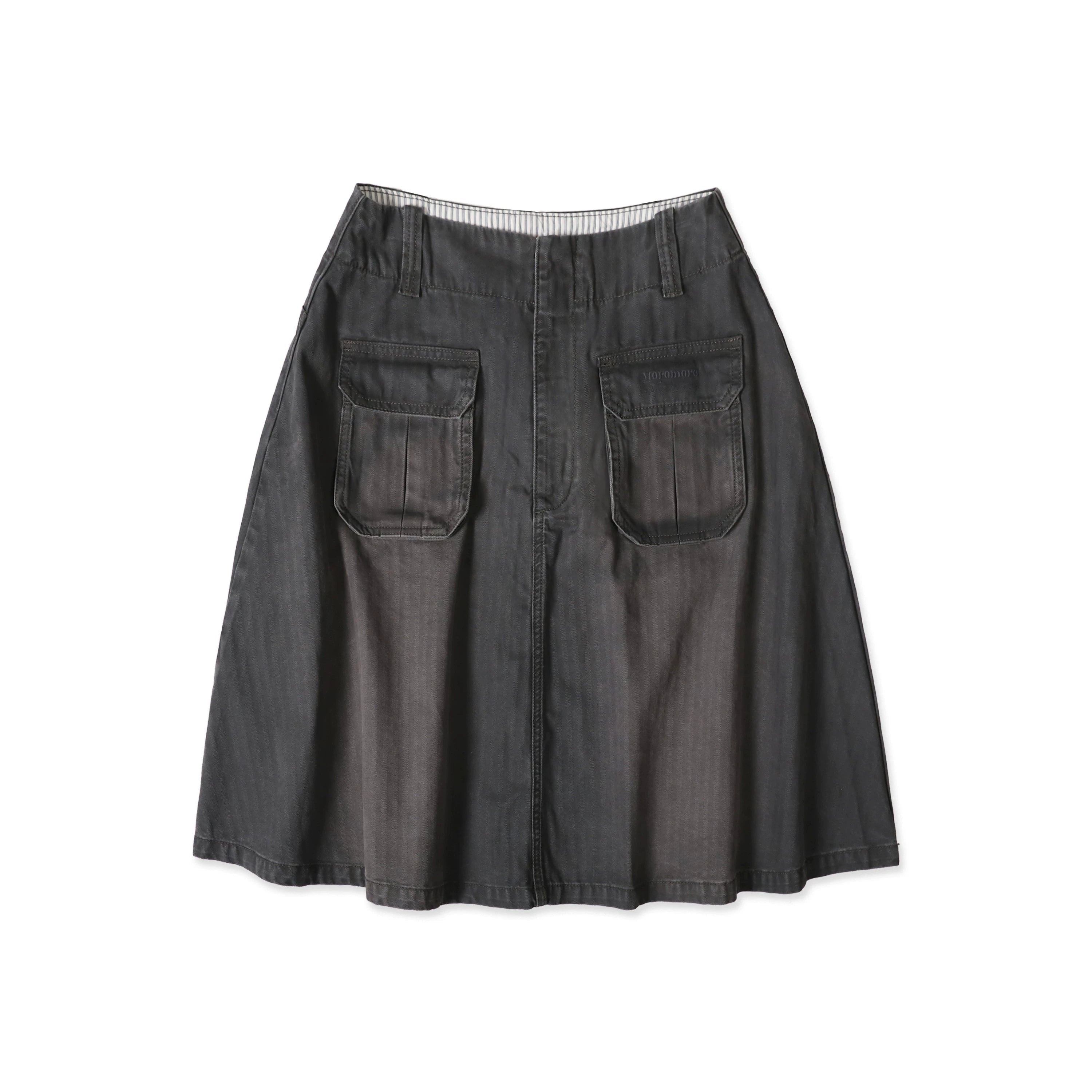 MoroMoro Vintage Spliced A-Line Skirt with Pockets