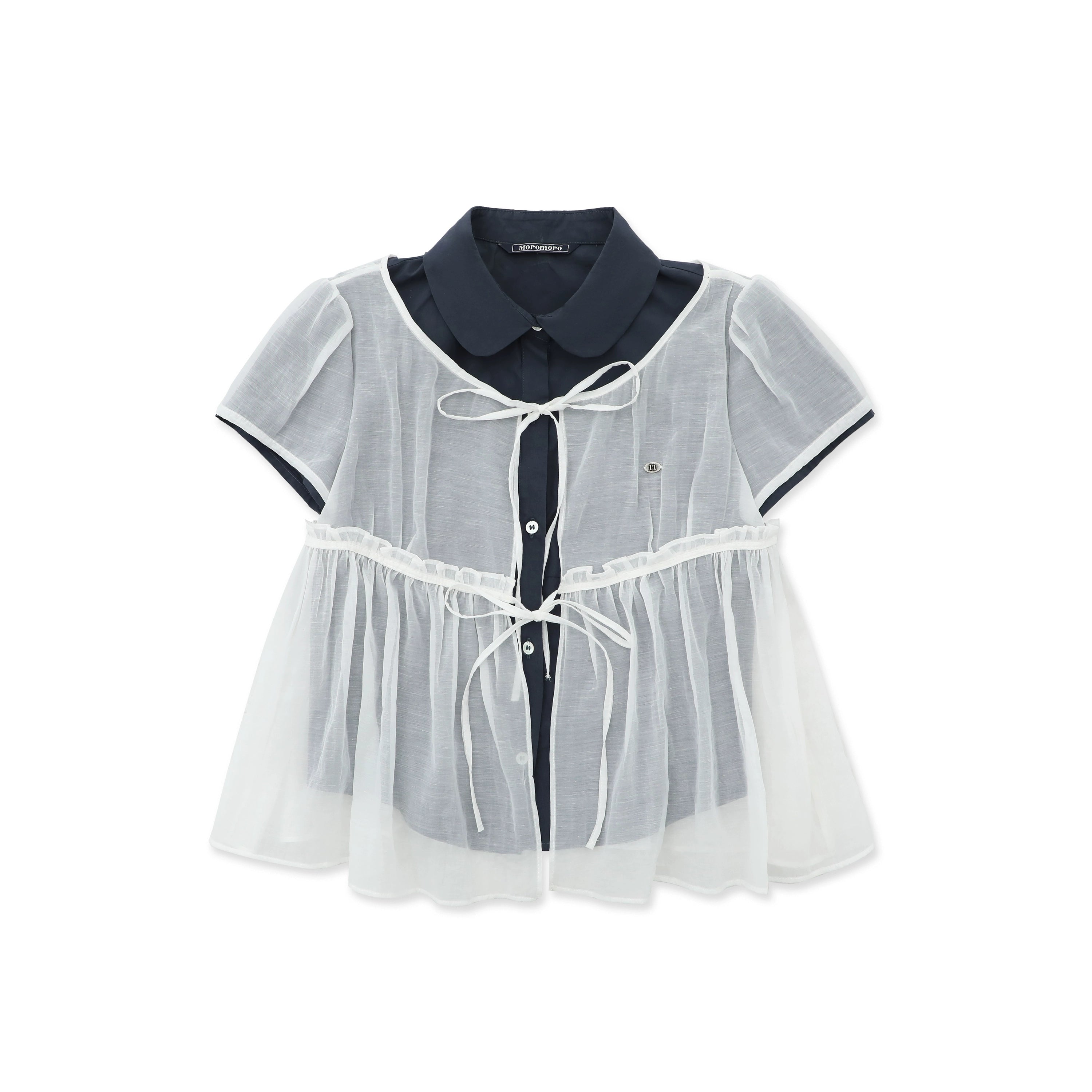 MoroMoro Sheer Layered Blouse with Bow Details