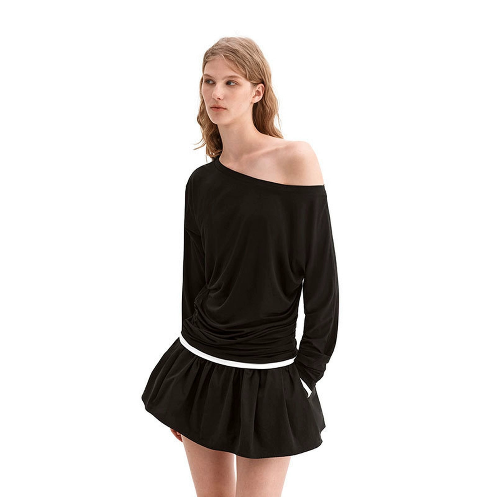 Puki Puki Loose Slim Design Two-Piece Look Knit Top